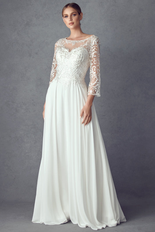 Embroidered Lace Beaded Bodice Long Mother Of The Bride Dress JTM11 Sale