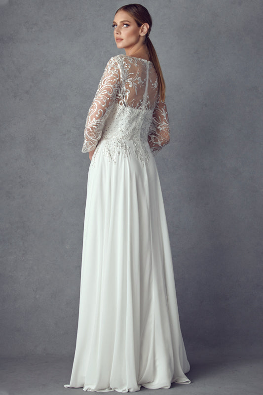 Embroidered Lace Beaded Bodice Long Mother Of The Bride Dress JTM11 Sale