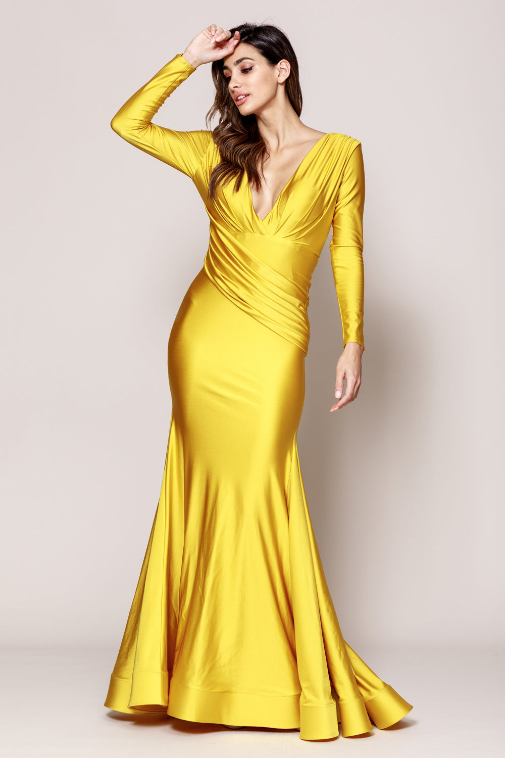 Regal Refined V-Neck Long Sleeve Mermaid Gown for Mother of the Bride - AC381
