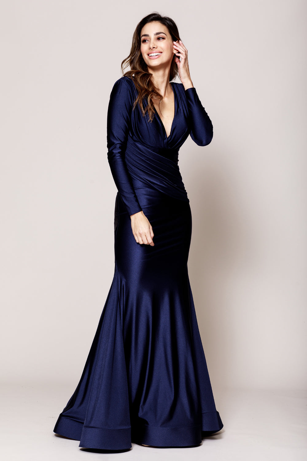 Regal Refined V-Neck Long Sleeve Mermaid Gown for Mother of the Bride - AC381