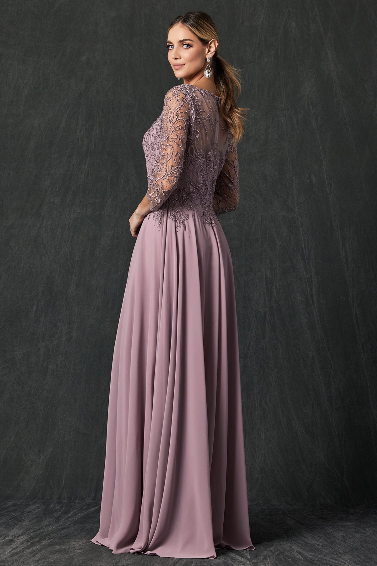 Embroidered Lace Beaded Bodice Long Mother Of The Bride Dress JTM11 Sale
