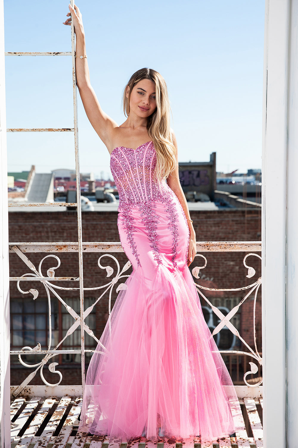 Strapless Sweetheart Embroidered Bodice Mermaid Long Wedding & Evening Dress AC774