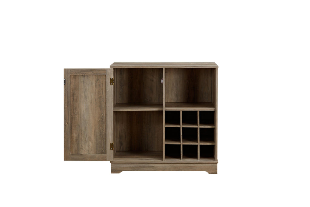 Wine Bar Cabinet for Liquor and Glasses, Farmhouse Coffee Bar, Cabinet with Wine Rack Barn Door Buffet Sideboard Cabinet with Drawer, Adjustable Storage Shelves, 31.5'*15.75'*31.5'Gray Wash