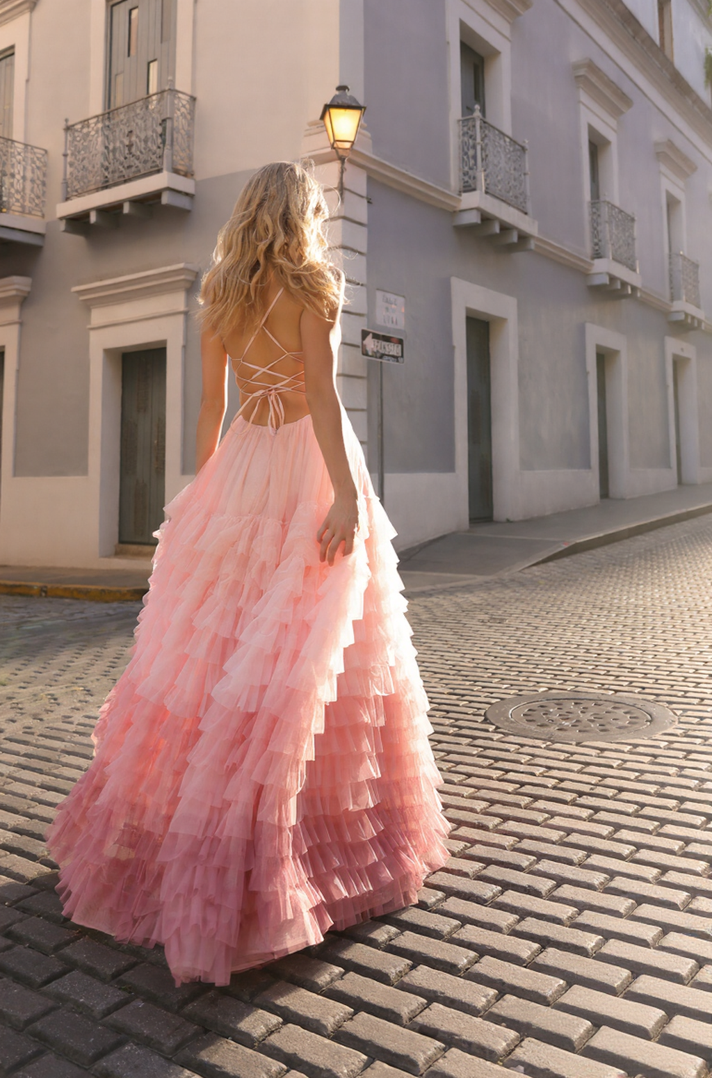 Sleeveless A-Line Graduation Dress w/ Ruffled Ombre Skirt & Pleated Waistline NX1420