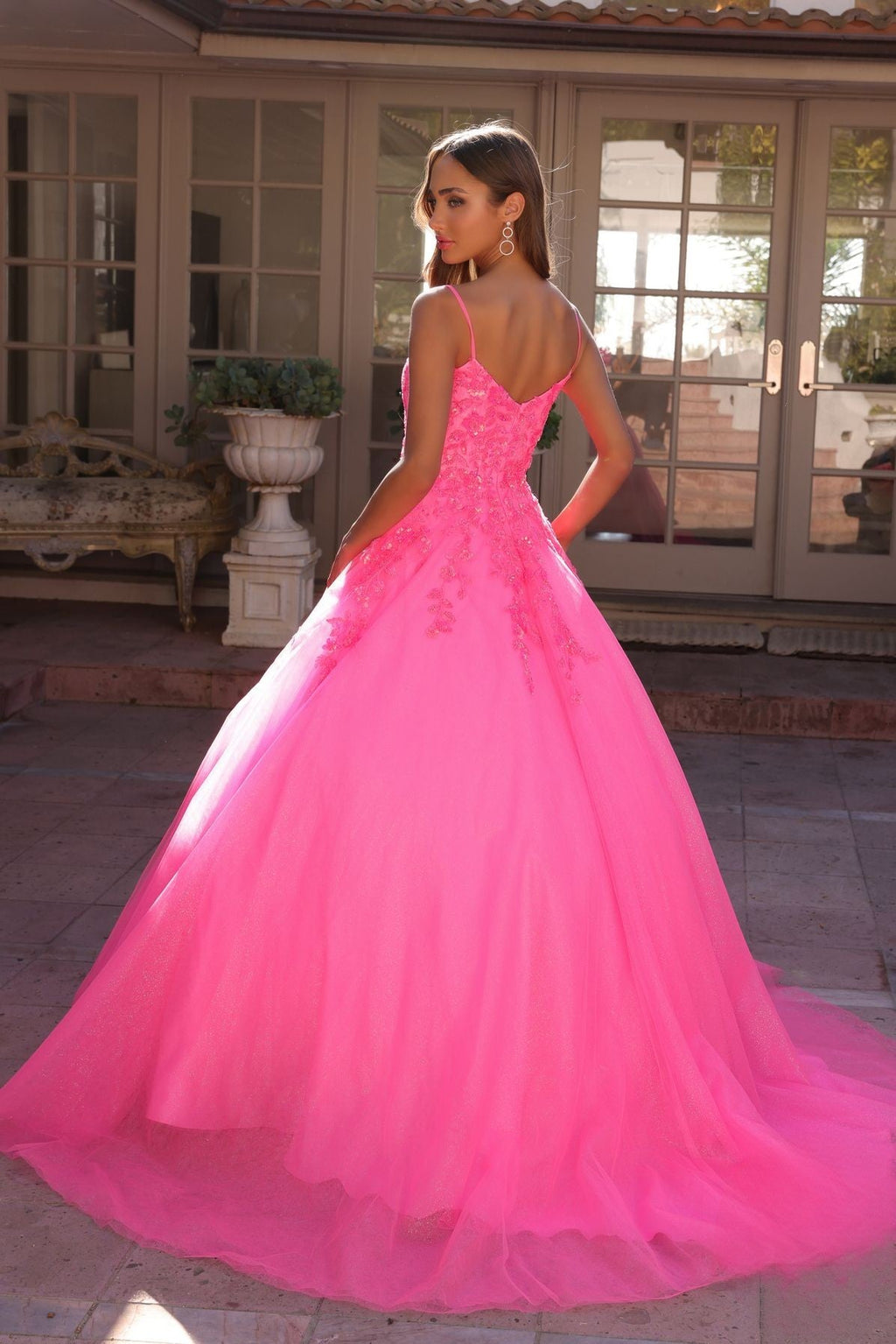 Dazzling Sequins Embellished Long Prom Dress w/ Voluminous Skirt & Spaghetti Straps NXH1464