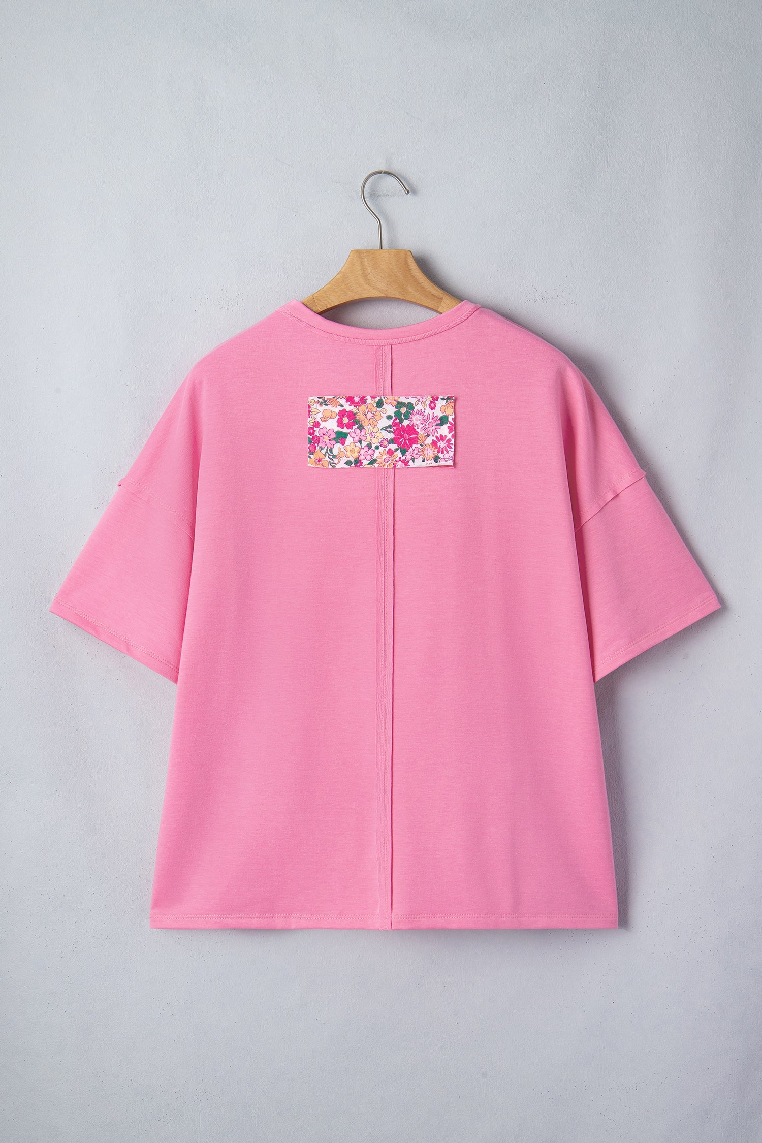 Floral Patchwork Raw Seam Oversize Tee