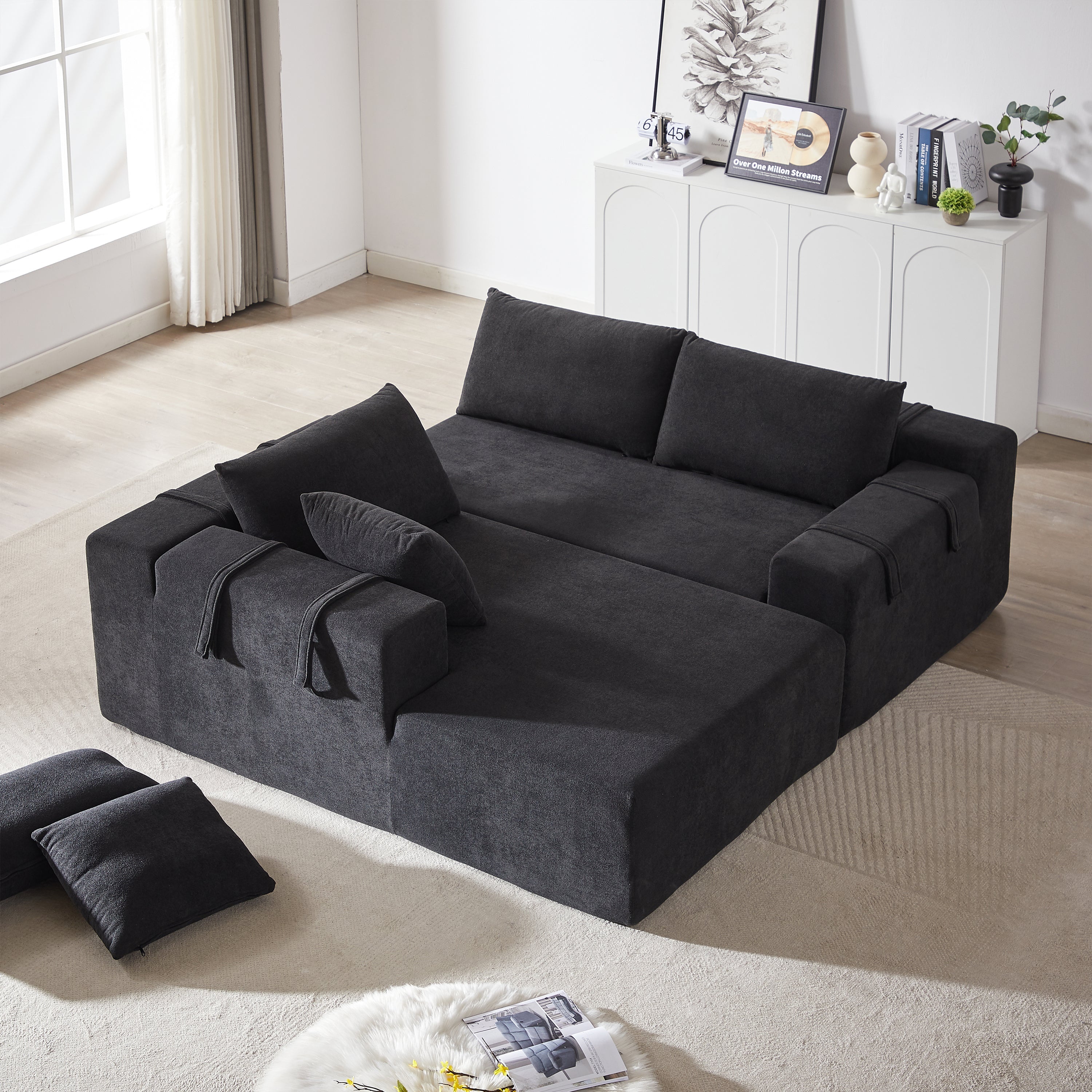 Modern Chenille Upholstered Sectional Sofa Couch Set,Modular 108' L Shaped Sectional Living Room Sofa Set With 6 Pillows,Free Combination Sofa Couch for Living Room,Bedroom(Left Chaise)W834P240009