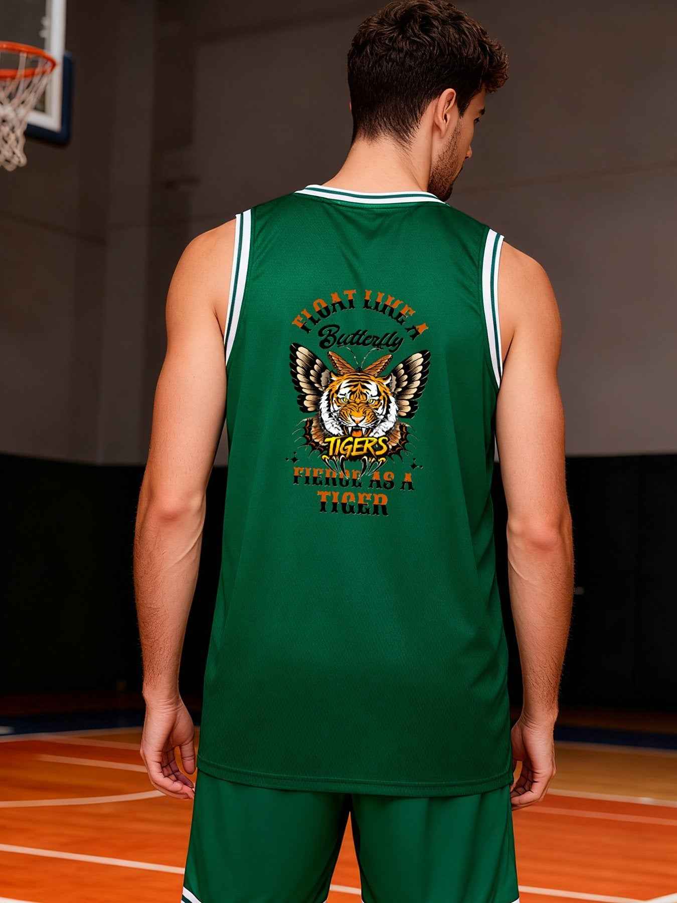 Float Like a Butterfly Fierce as a Tiger Adult Green Basketball Jersey | Ships From USA