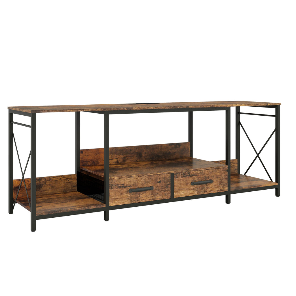 There are installation videos + scene videos .TV Stand with LED Lights Power Outlets  -  TV Stand with Fabric Drawers for 65 70 75 Inches TV -Can also be used in multiple scenes, living room, bedroom,