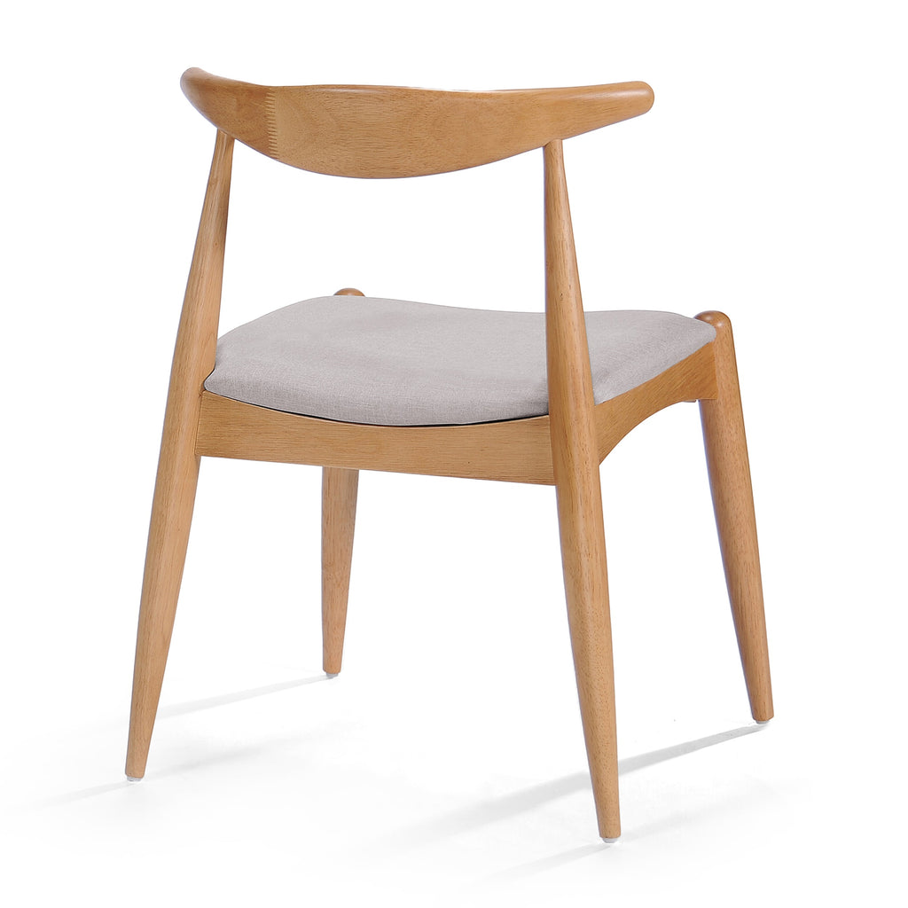 Candescent Dining Chair with Curved Back and Wood Frame, Set of 2, Beige