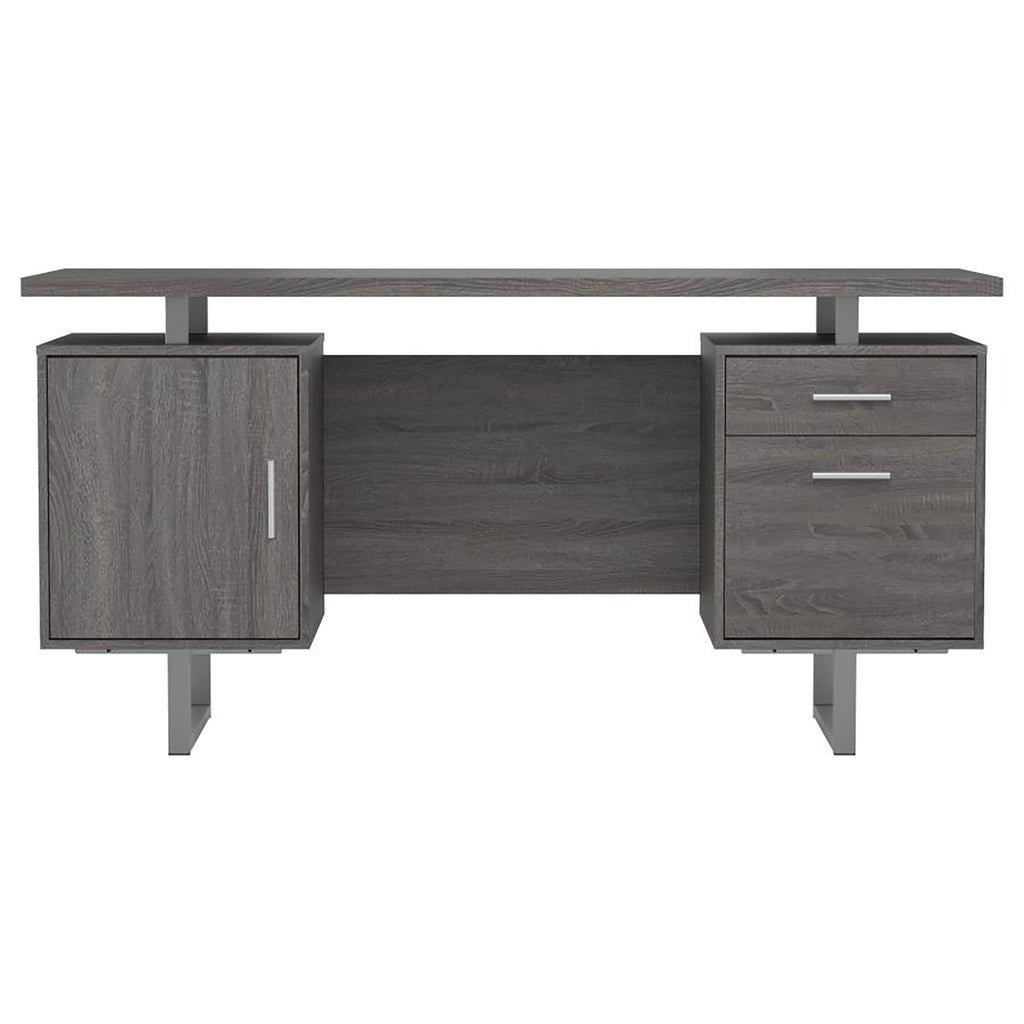 Weathered Grey 2-drawer Floating Top Office Desk