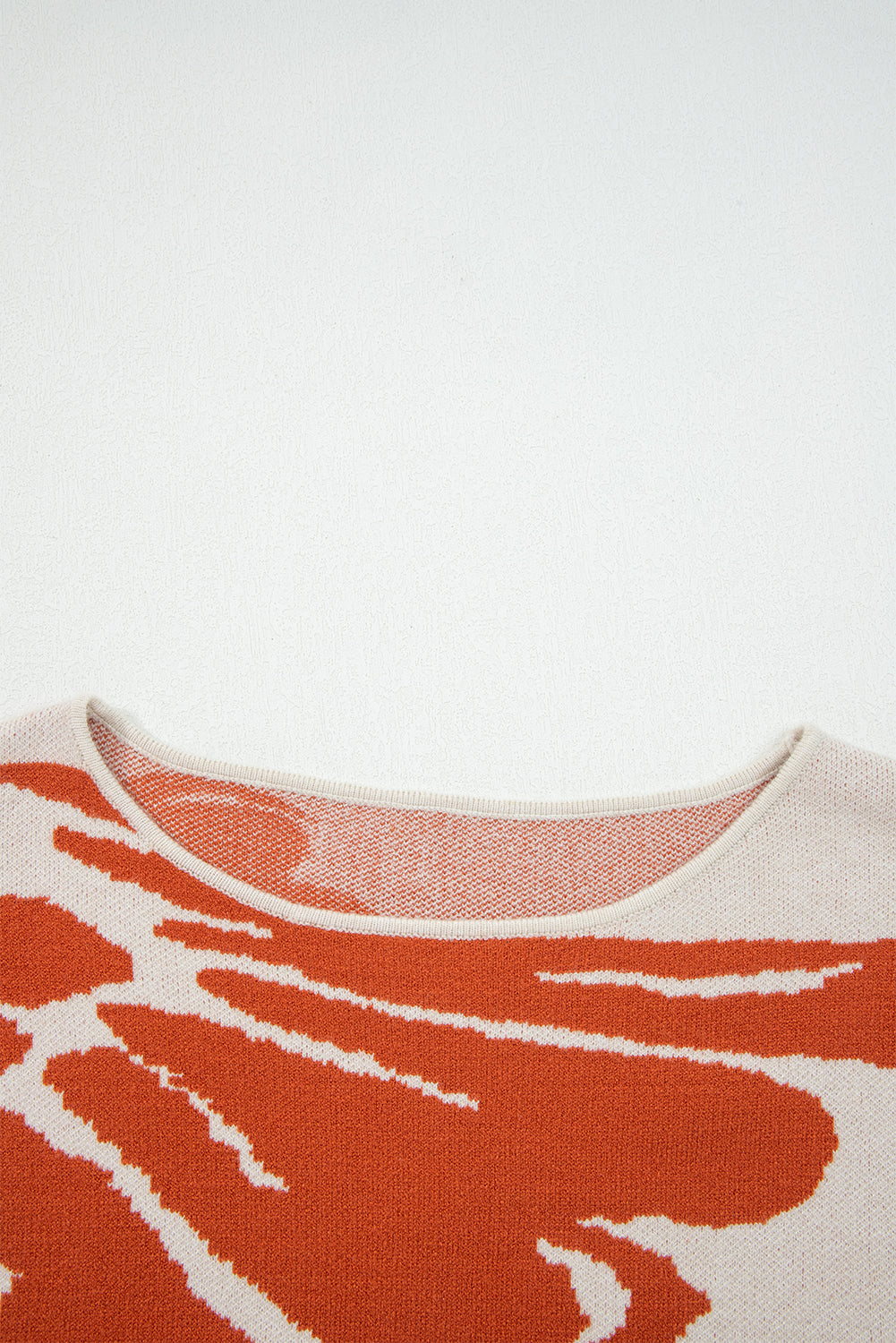 Floral Round Neck Wide Sleeve Baggy Sweater