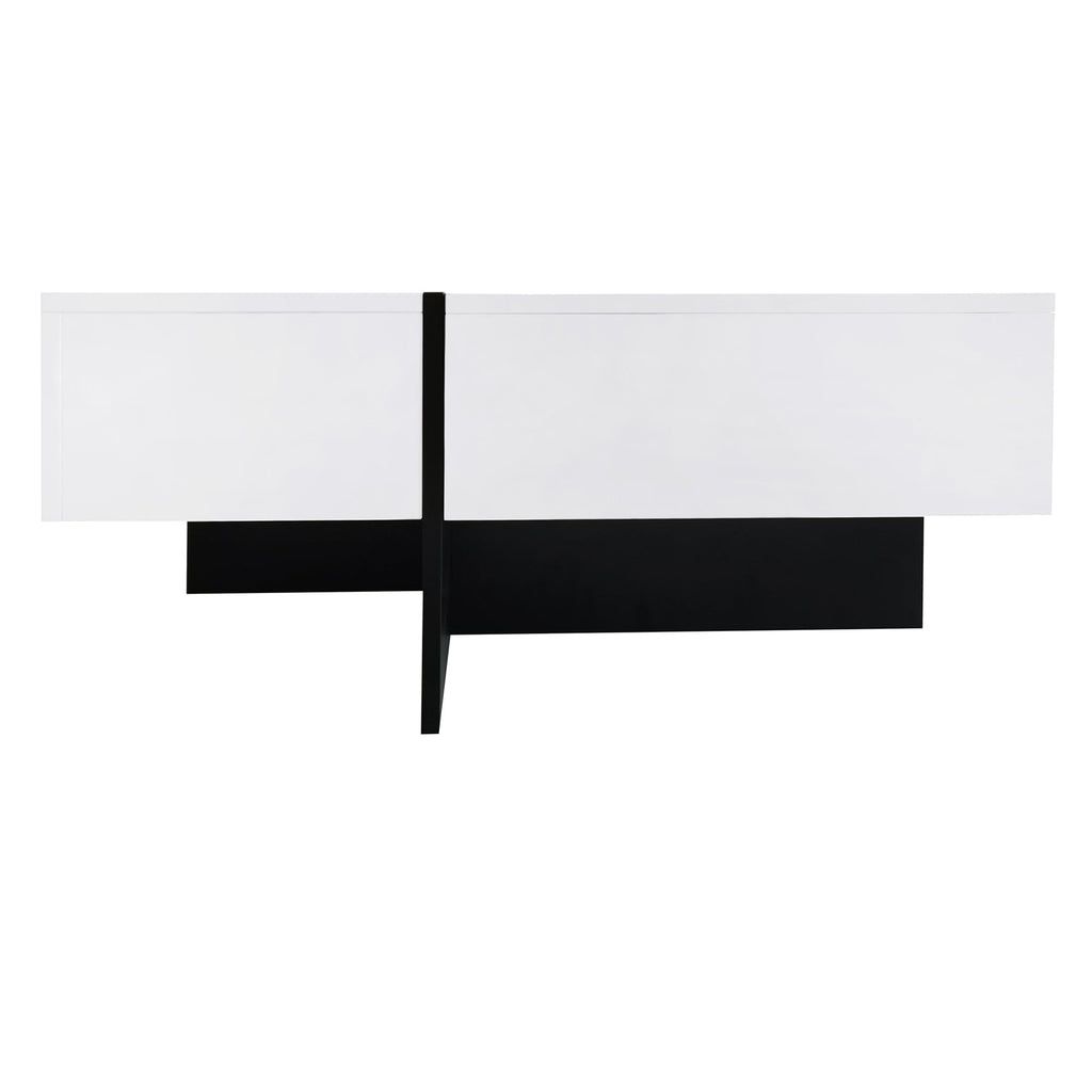 ON-TREND Unique Design Coffee Table with 4 Hidden Storage Compartments, Square Cocktail Table with Extendable Sliding Tabletop, UV High-gloss Design Center Table for Living Room, 31.5'x 31.5'