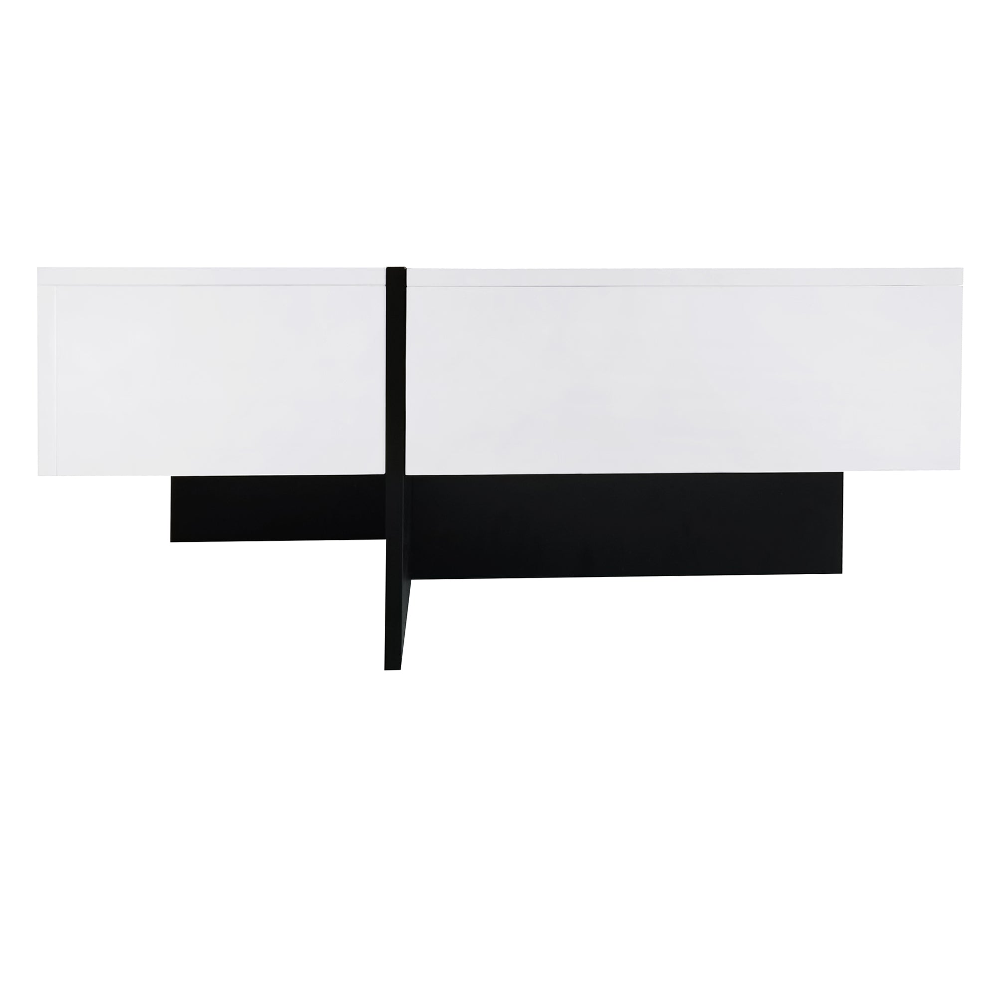 ON-TREND Unique Design Coffee Table with 4 Hidden Storage Compartments, Square Cocktail Table with Extendable Sliding Tabletop, UV High-gloss Design Center Table for Living Room, 31.5'x 31.5'