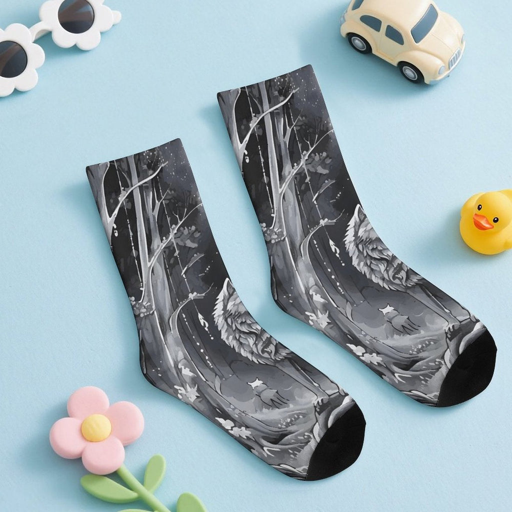 Ethereal Wolf in the Moonlight Socks for Kids