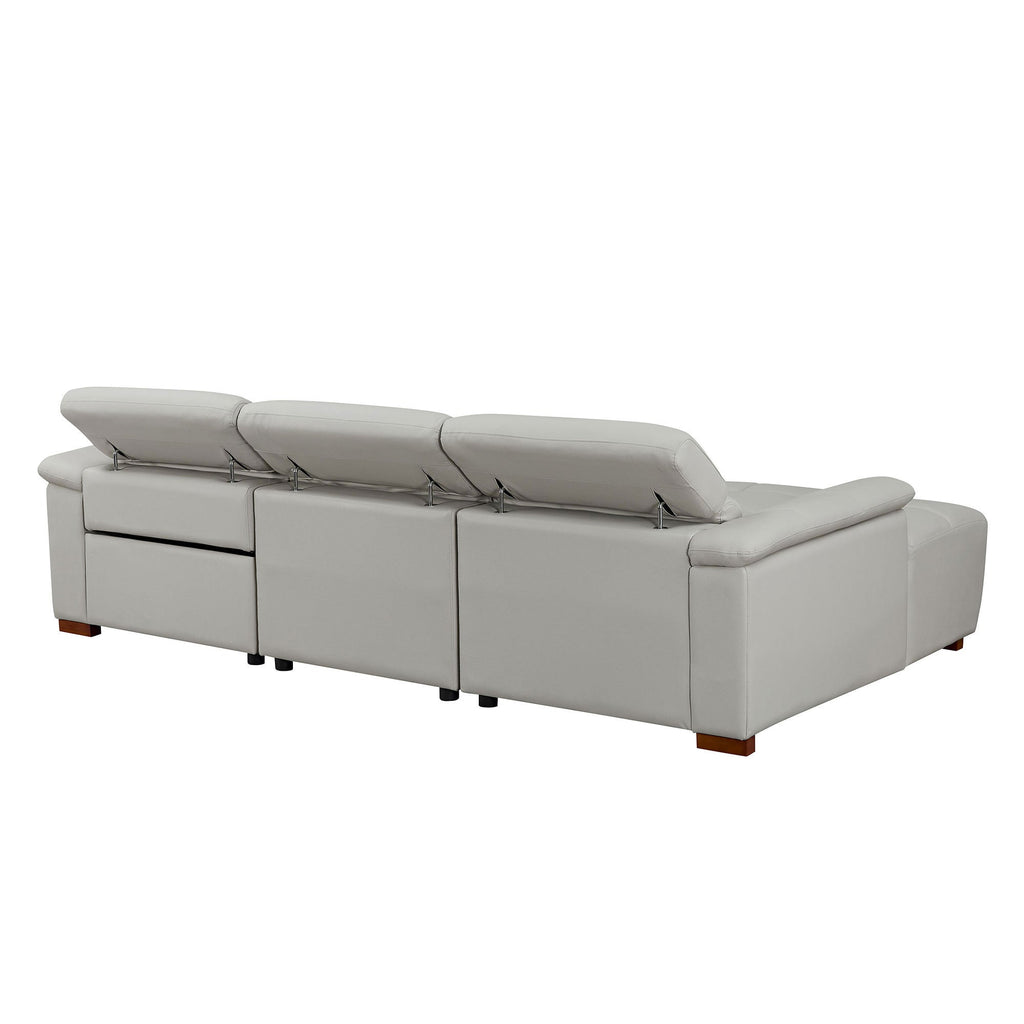 Wall-Hugger Reclining Sofa Modern Electric Control Genuine Leather L Shaped Couch,Lounge Seat Theater Seating Furniture with USB Port, Sofa with Headrest & Footrest for Living Room,Apartment,Office