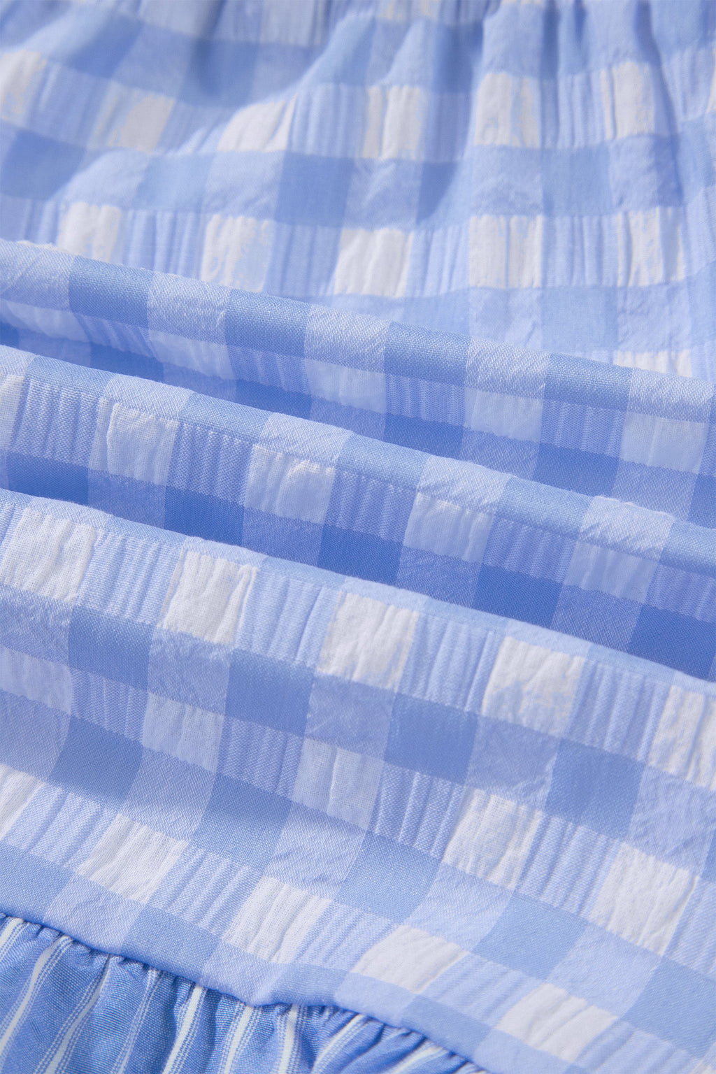 Gingham Ruffle Stripe Patchwork Lace Tie Shorts