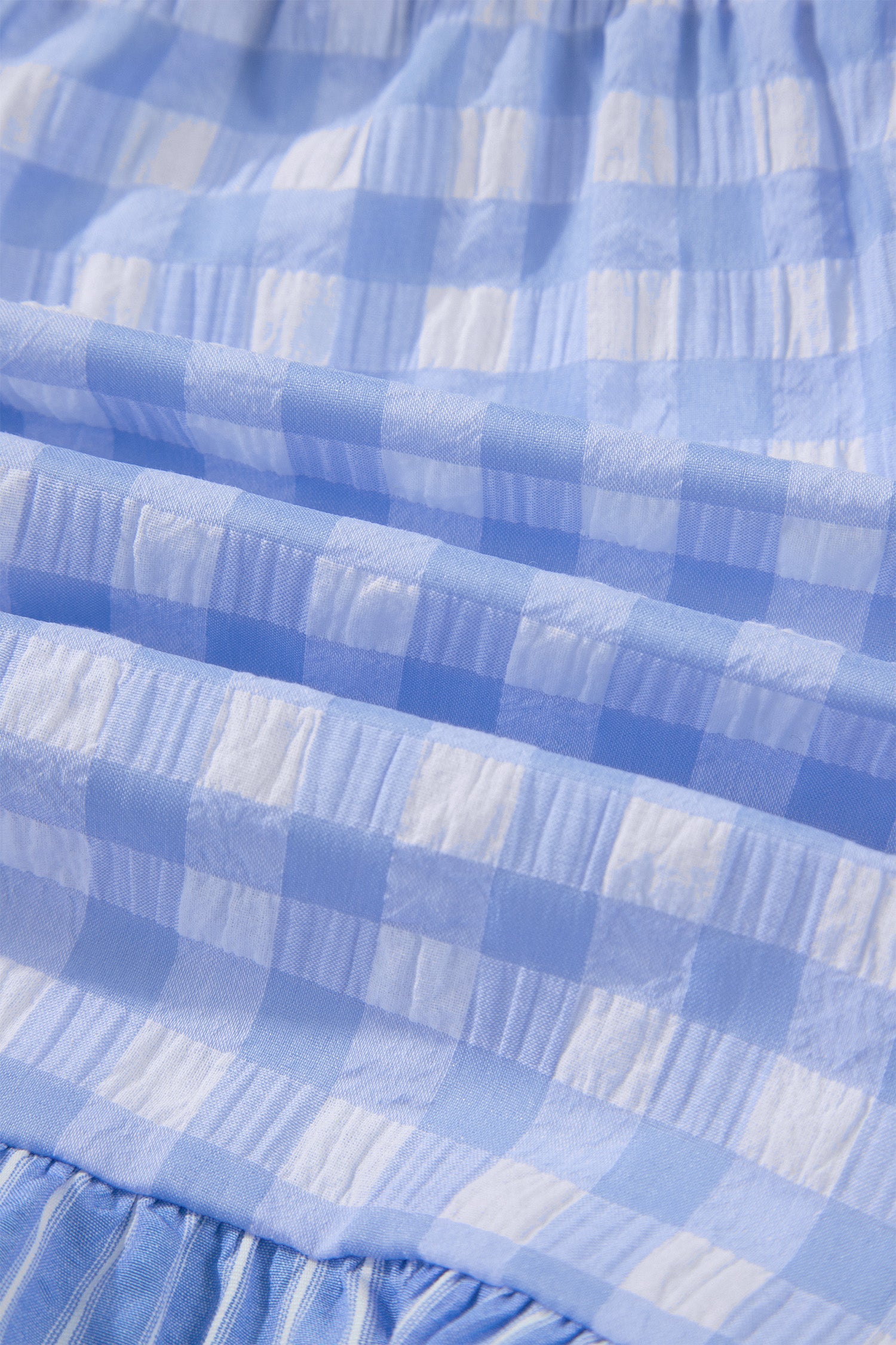 Gingham Ruffle Stripe Patchwork Lace Tie Shorts