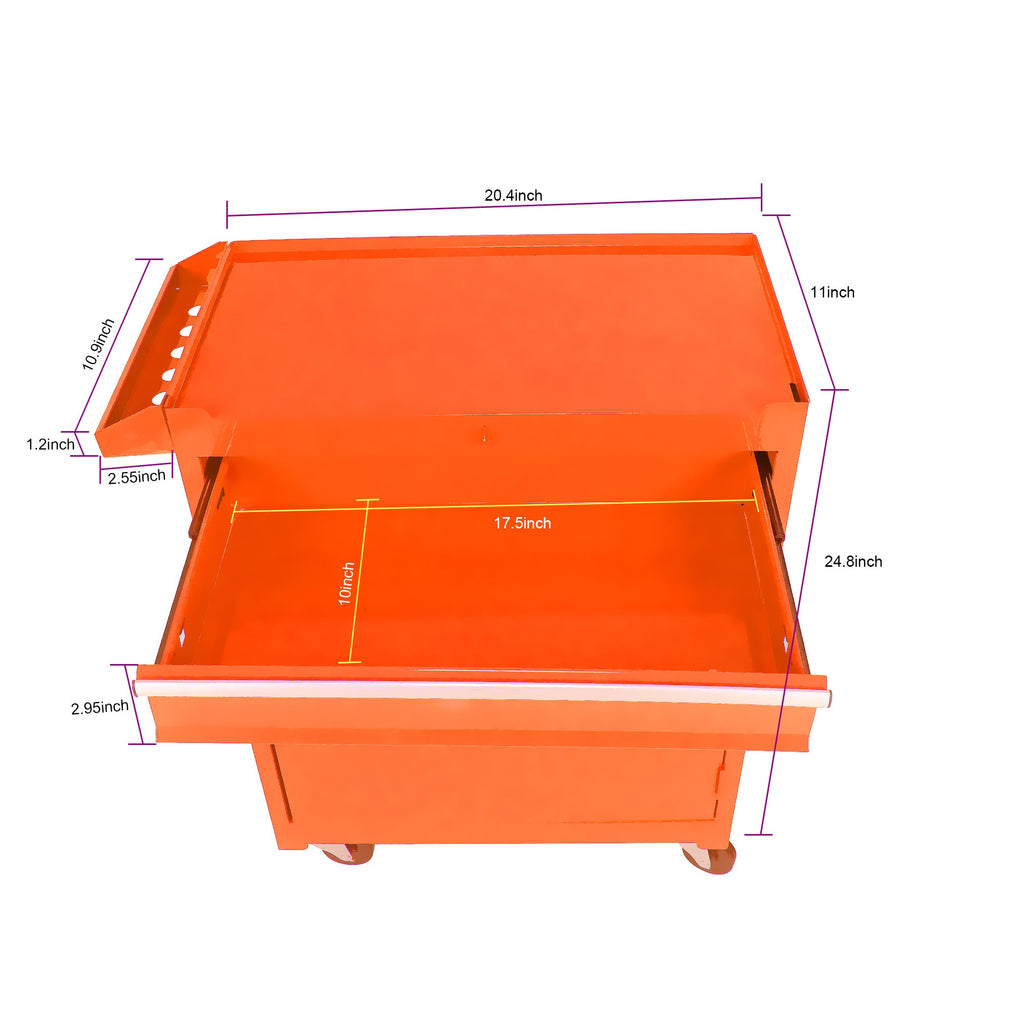 Rolling Tool Chest, 5-Drawer Tool Box Organizer w/Lockable Wheels & Sliding Drawers & Detachable Top & Adjustable Shelf, Tool Storage Cabinet for Garage Workshop(Orange)