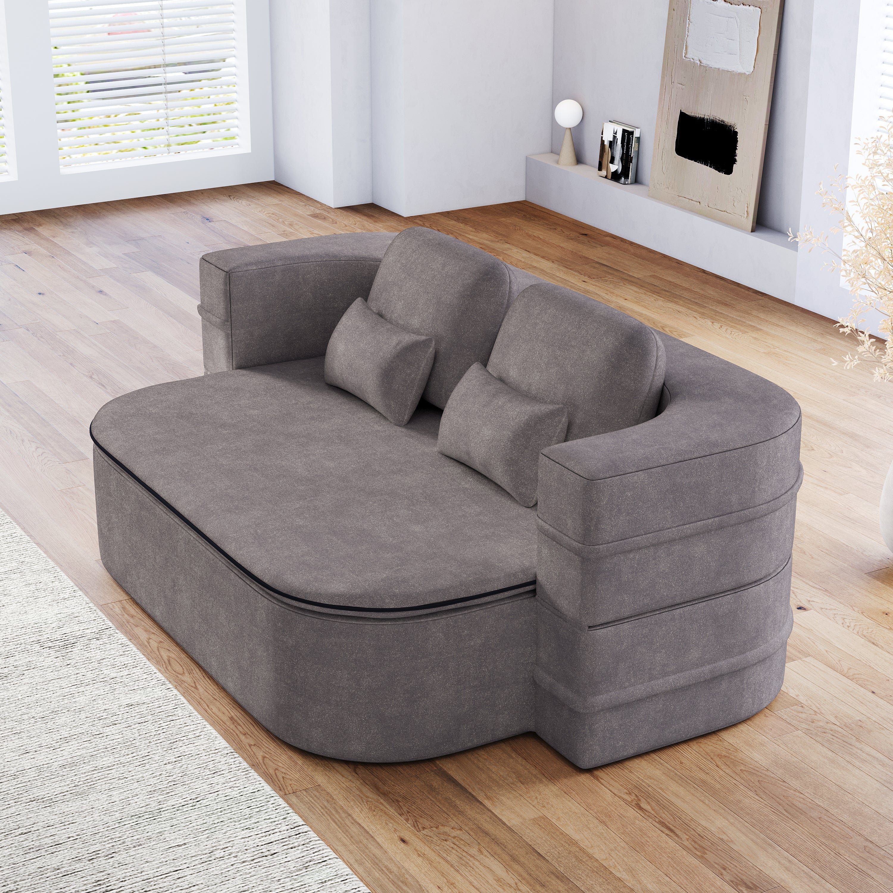 75''2-in-1 Foldable Sofa,Convertible Sleeper Foam Sofa Bed with Multi Functional Blanket, Chenille Floor folding sofa bed,  Floor Sofa Lounge Sofa for Living Room Bedroom Lounge Studio