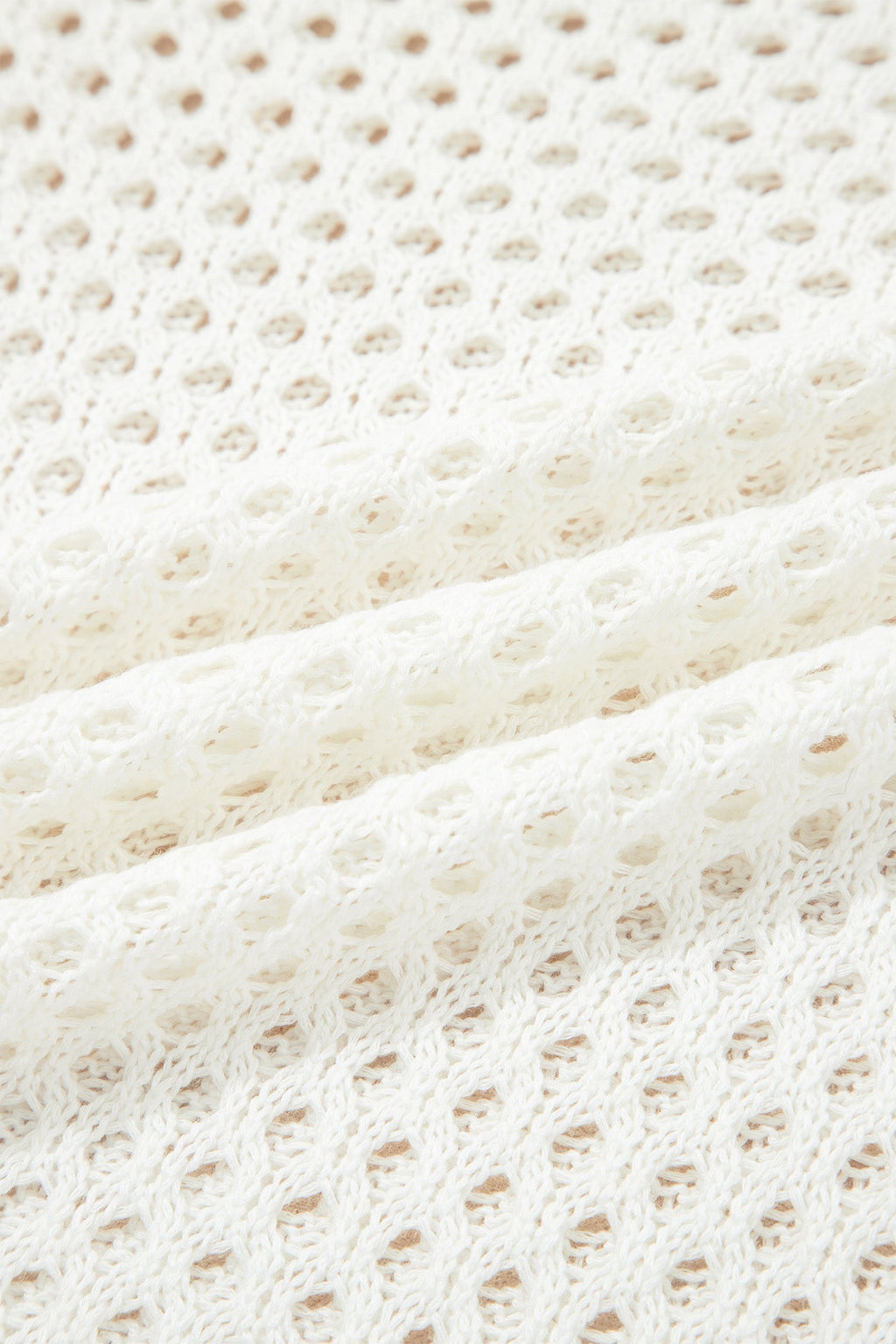 Scalloped Trim Hollow Out Knit Long Sleeve Top
