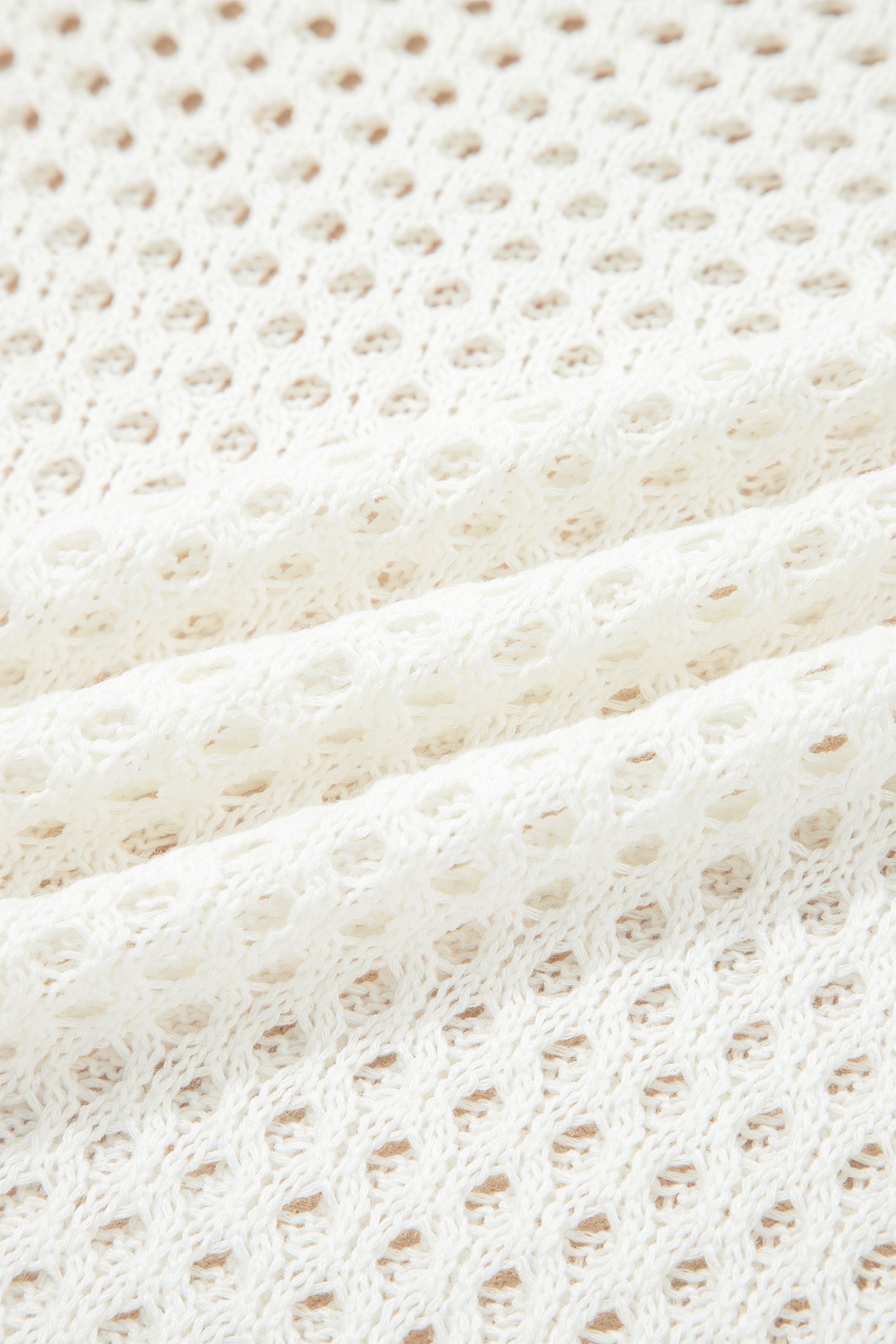 Scalloped Trim Hollow Out Knit Long Sleeve Top