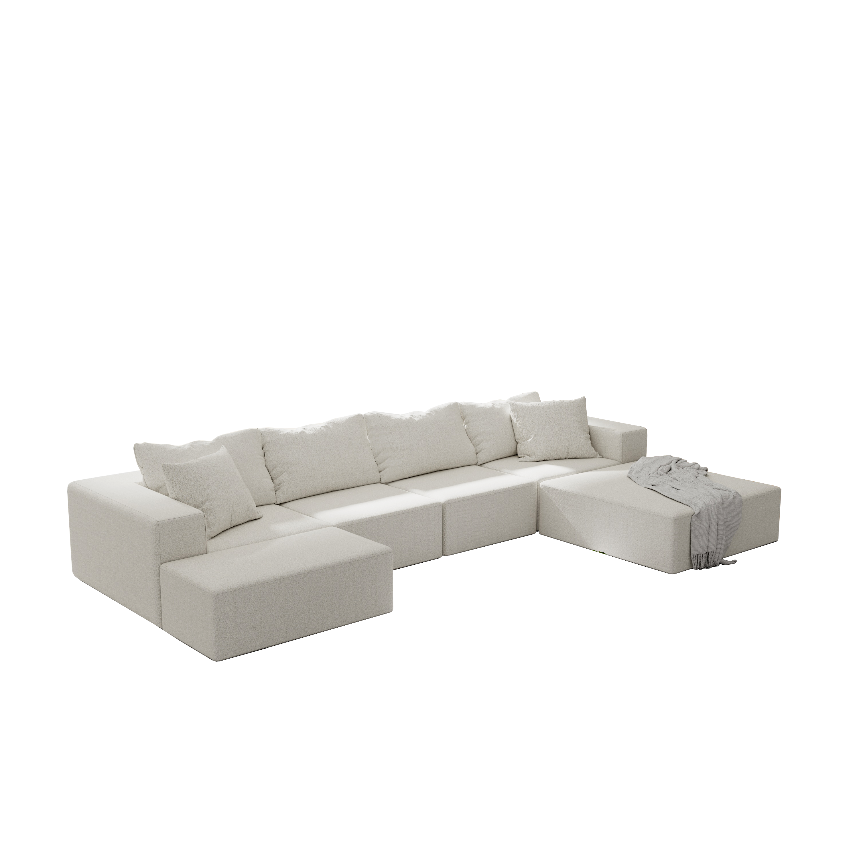 Modern Upholstered Sectional Sofa Couch Set,Modular 132' L Shaped Sectional Living Room Sofa Set With 6 Pillows,Free Combination Sofa Couch for Living Room,Bedroom