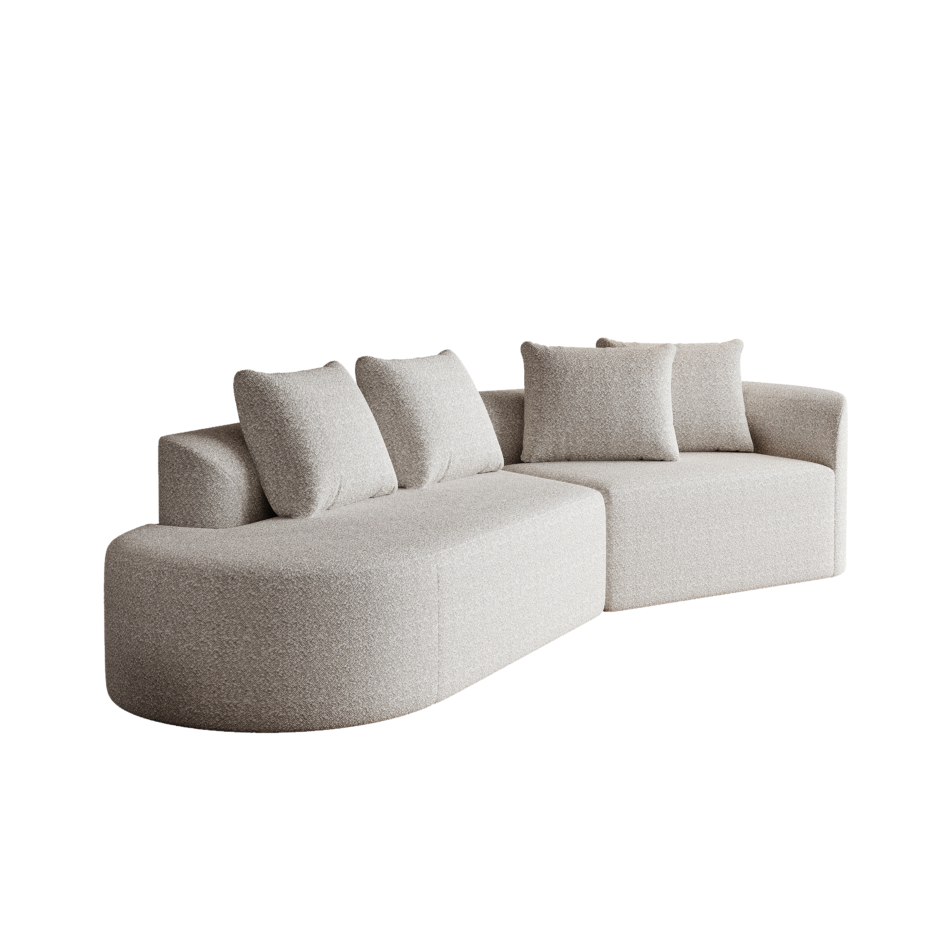Modern Upholstered Oversized Sectional Sofa, 112-Inch Chenille 4-Seater Extra Deep & Wide Seat Curved Cloud Couch with 4 Throw Pillows, Free Combination Sofa Couch for Living Room,Bedroom