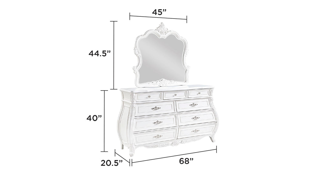 Opulence Modern Style 5 Pc Queen Bedroom Set Made with Wood in Pearl White