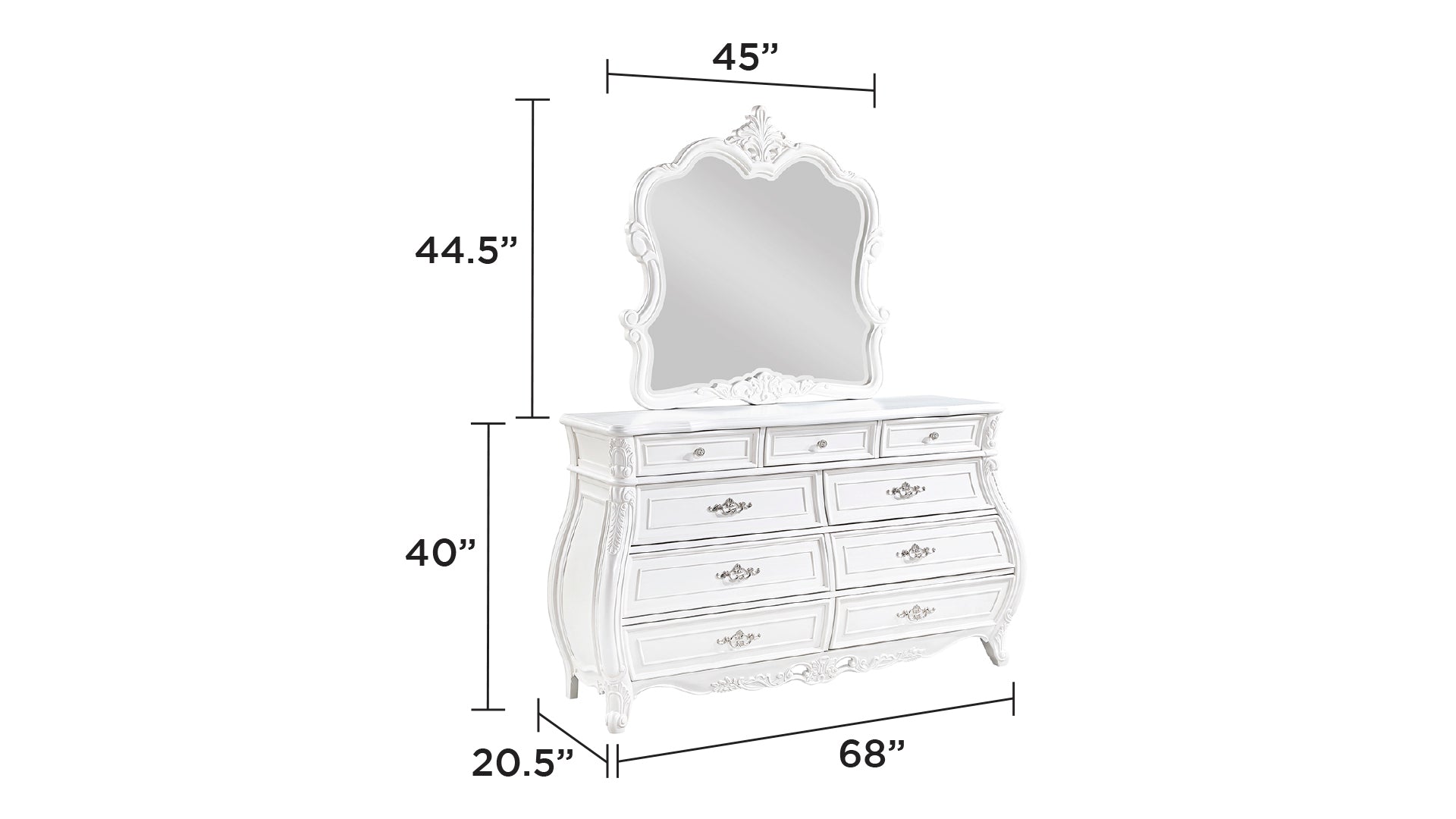Opulence Modern Style 5 Pc King Bedroom Set Made with Wood in Pearl White