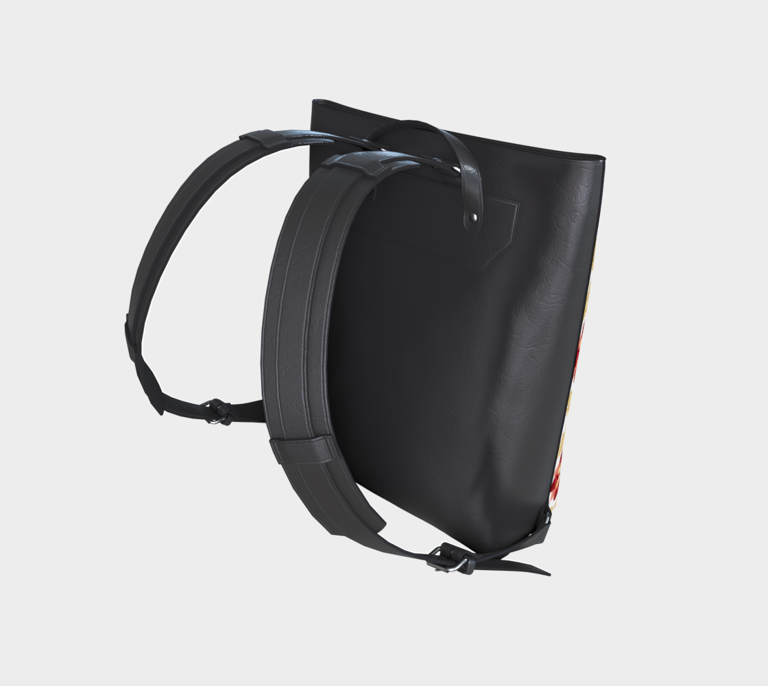 Red and Gold Pattern Vegan Leather Backpack