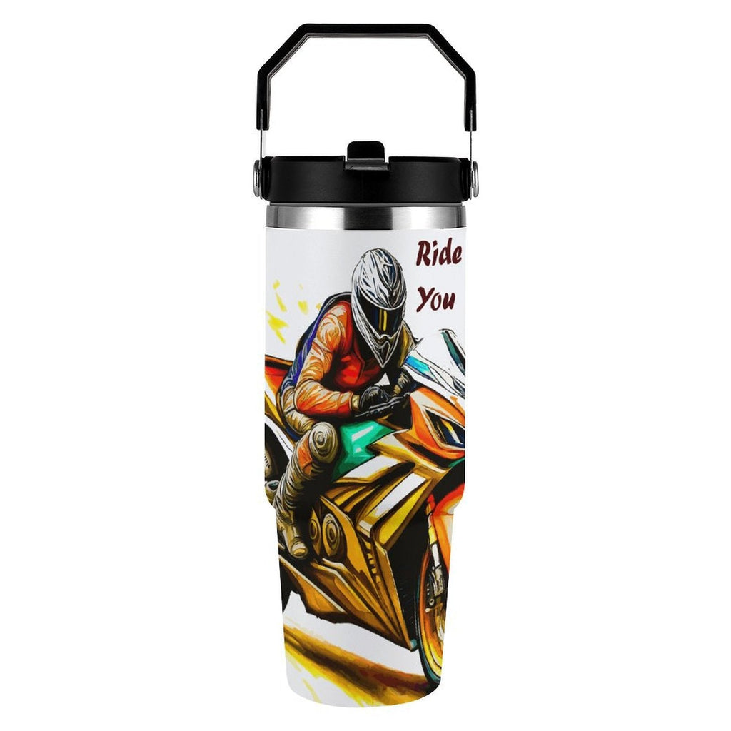 Racing Motorcycle 30 oz Stainless Steel Water Bottle Tumbler