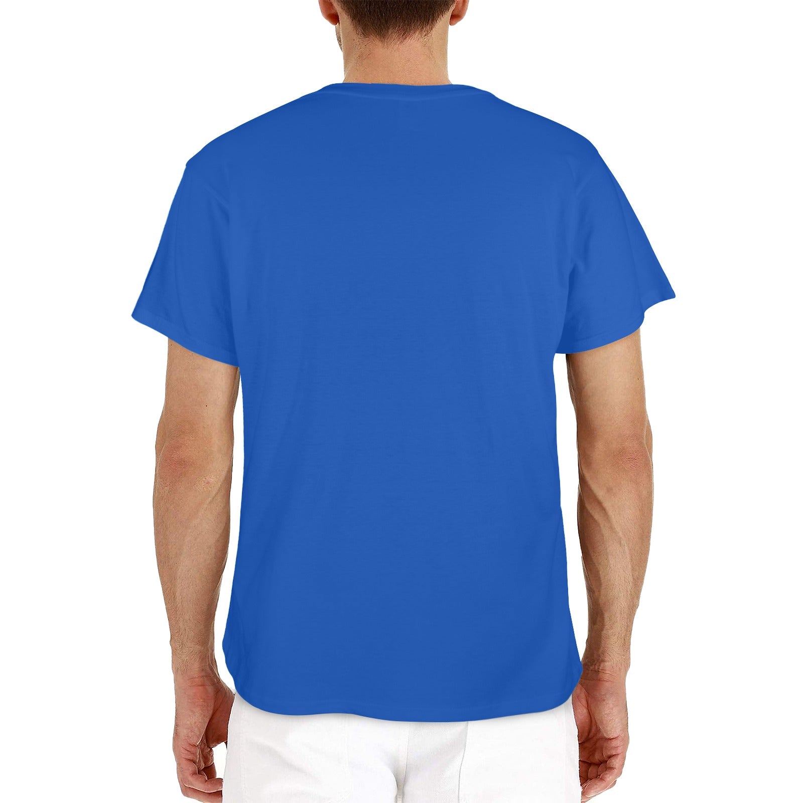 All American Dude with Deer Men's Blue Cotton T-Shirt | Ships from USA