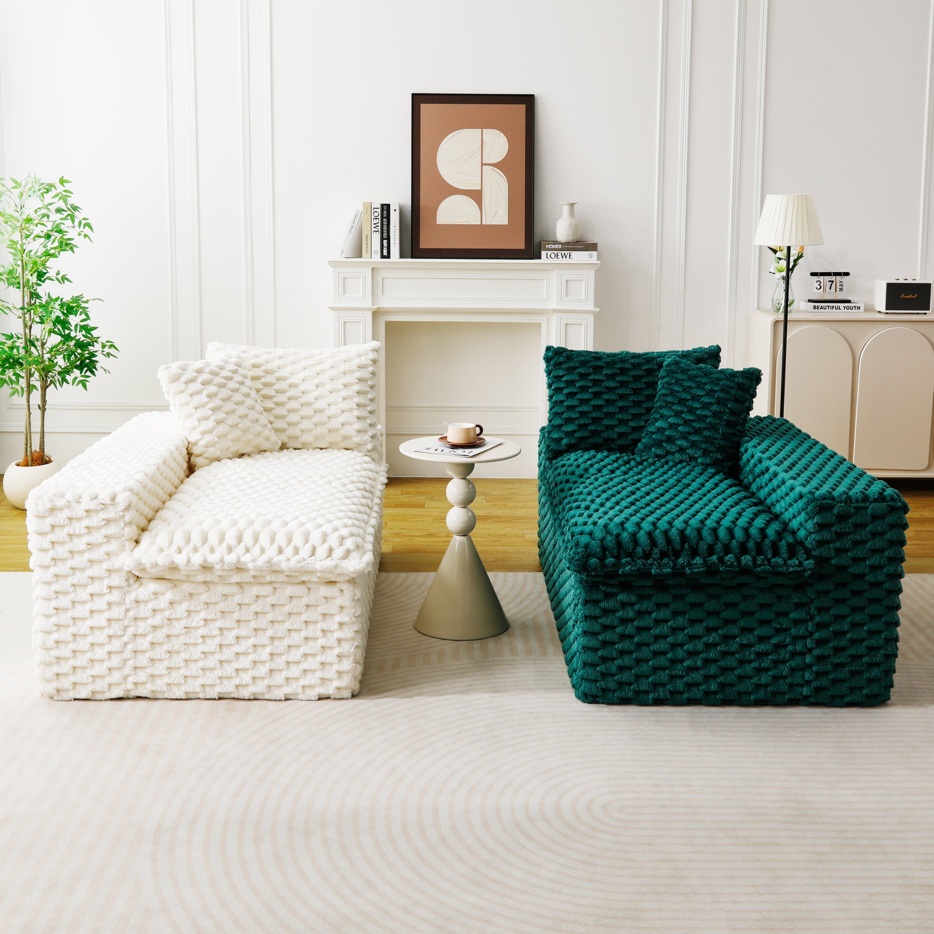 Luxury Color-Block Turtle Velvet Multifunctional Sofa - Arrangeable in Single Row, Side-by-Side or Facing Each Other, Stylish Living Room Furniture for Cozy Home Decor