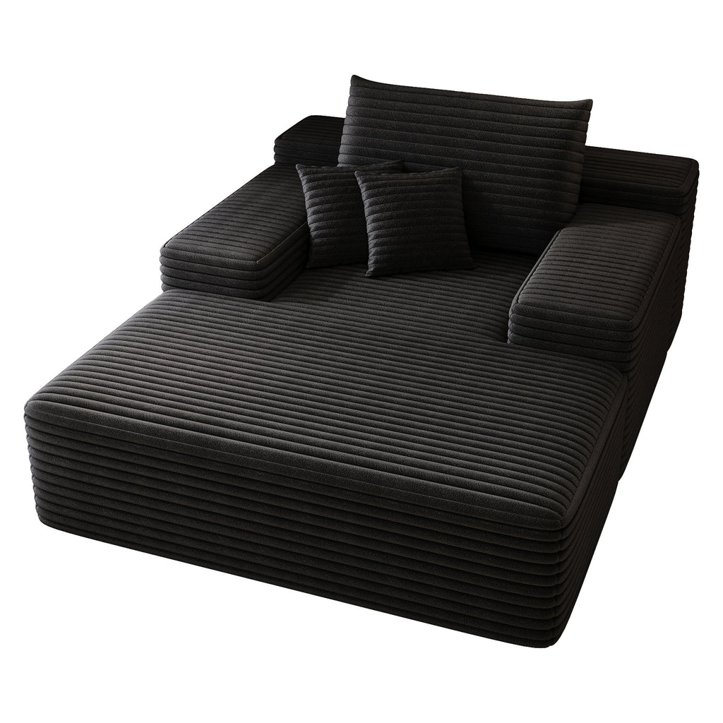 Modern Sofa bed  lounger for moviebonus room,No Assembly Required,Black(Plush Corduroy Fabric)