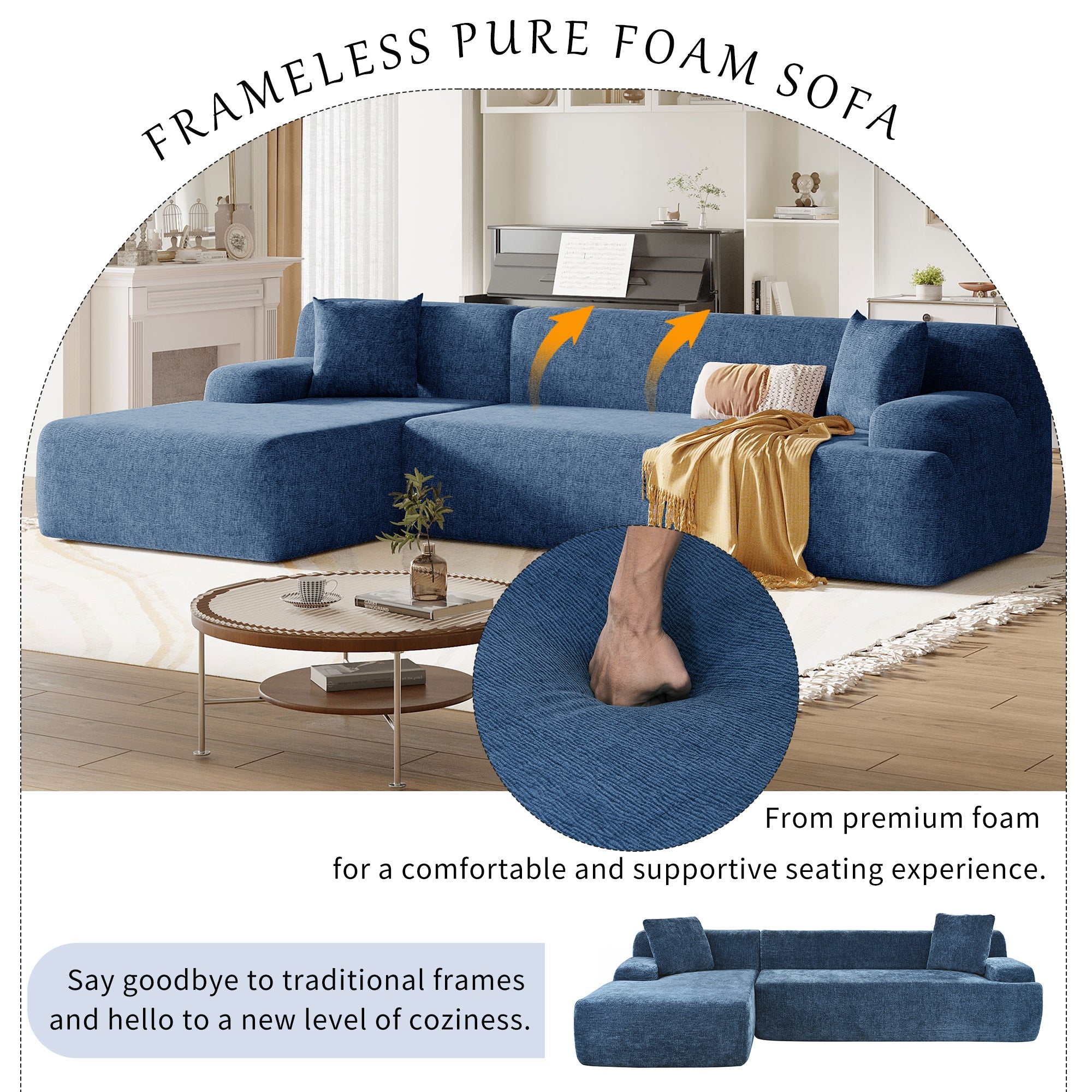 U_Style Modern Large L-Shape Modular Sectional Sofa for Living Room, Bedroom, Salon, 2 Piece Free Combination, Simplified Style(old sku:WY000356AAC)