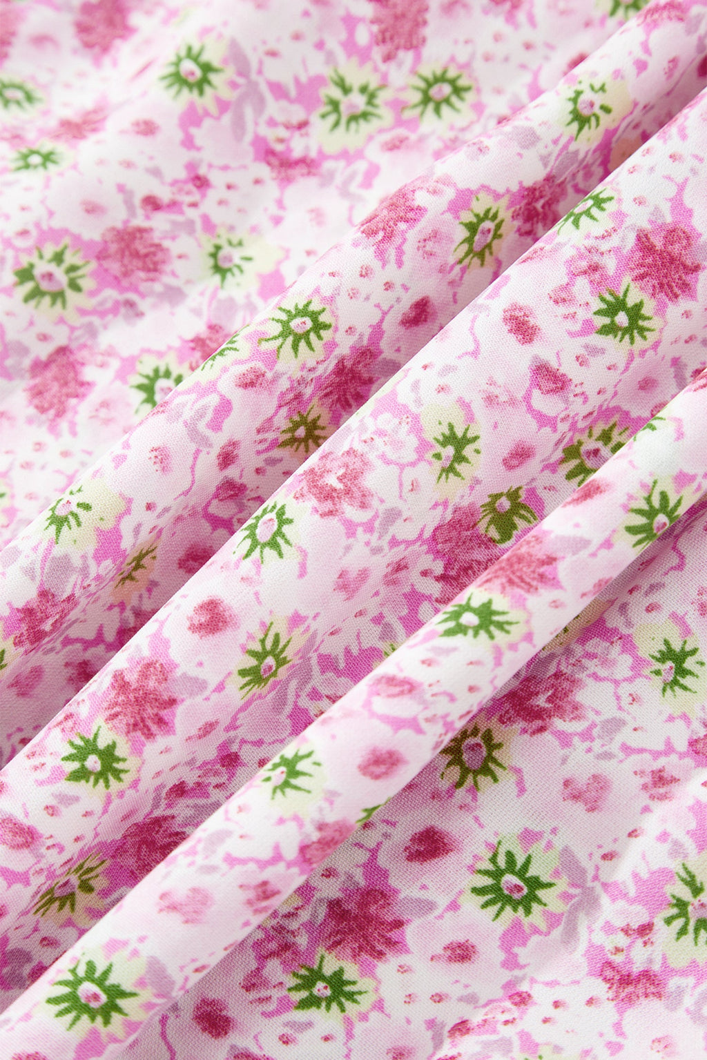 Floral Bubble Sleeve Shirred Waist Maxi Dress