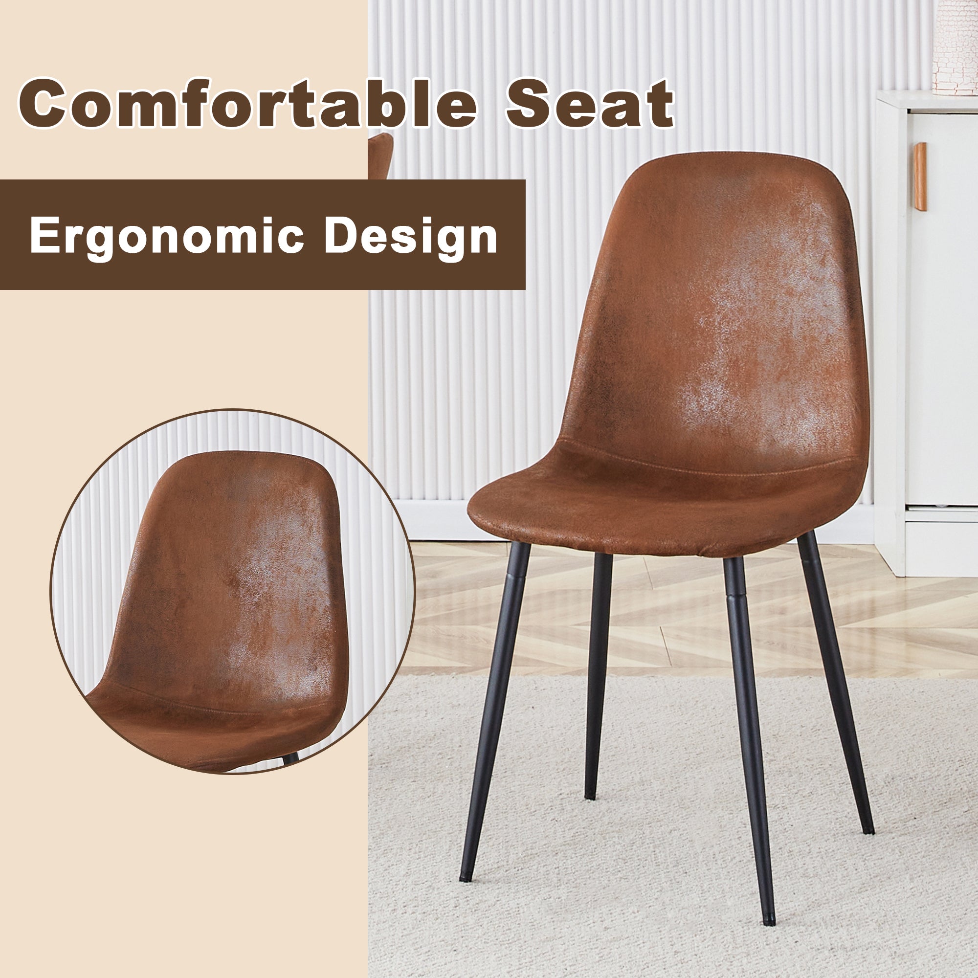 1 table and 6 chairs set.63'x35.4x30' Rectangular Transprant Tempered glass Dining Tabletop with Wood color MDF OC shaped bracket.Paired with 6 brown technology fabric dining chairs.W1151S02013