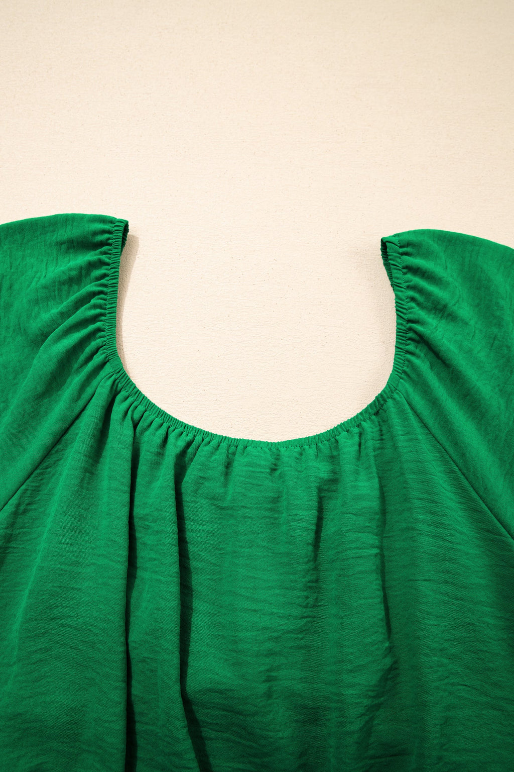 Solid Ruched Cross Waist Tied Back Peplum Top