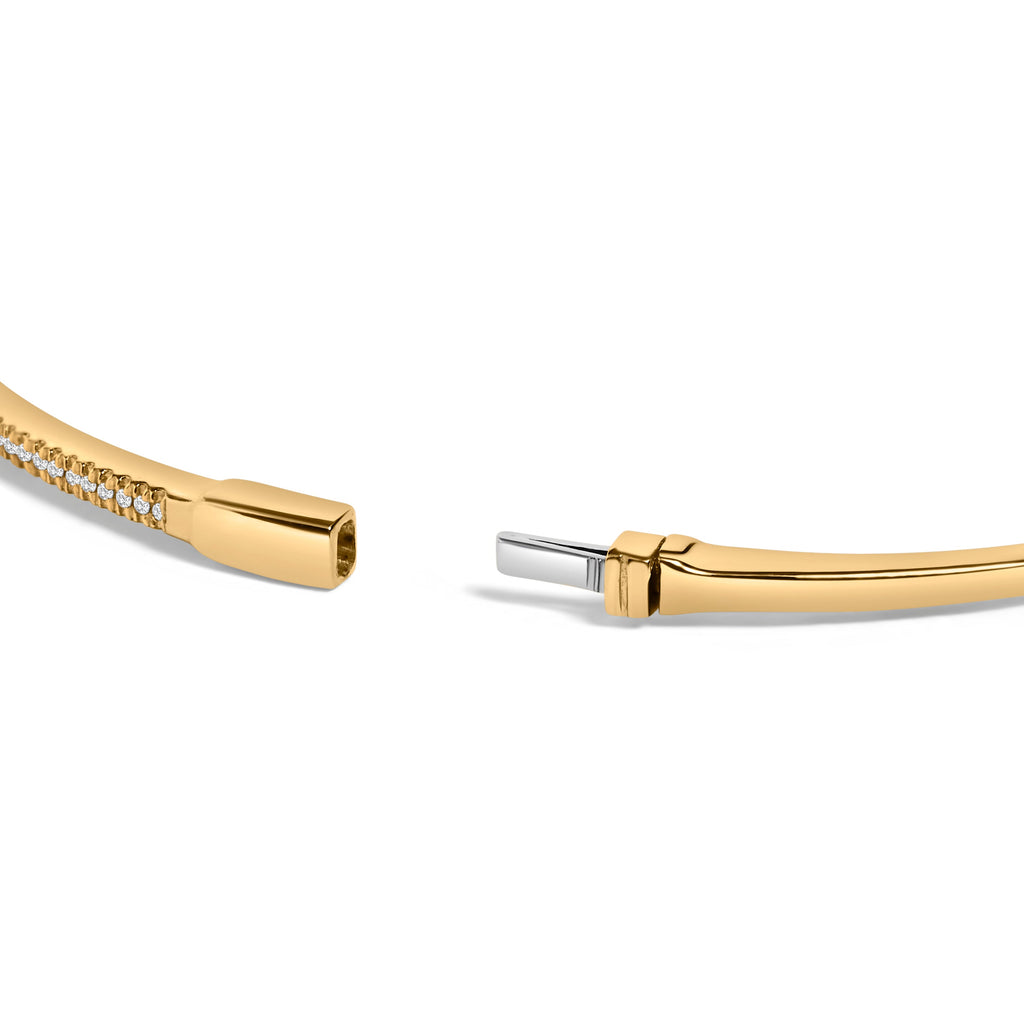 14K Yellow Gold 1/3 Cttw Diamond Half Eternity Bangle Bracelet (I-J Color, I2-I3 Clarity) - 7.75" Inches