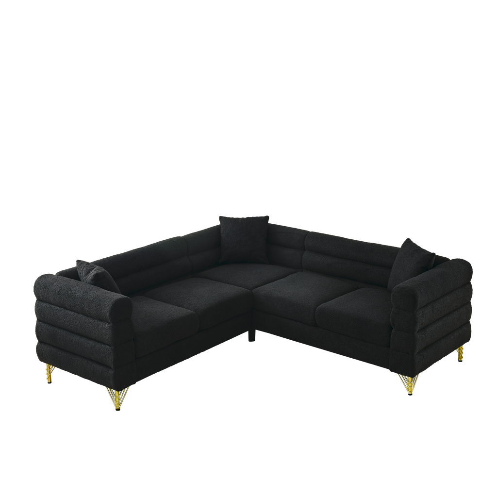 81.5-Inch Oversized Corner Sofa, L-Shaped Sectional Couch,   5-Seater Corner Sofas with 3 Cushions for Living Room, Bedroom, Apartment, Office