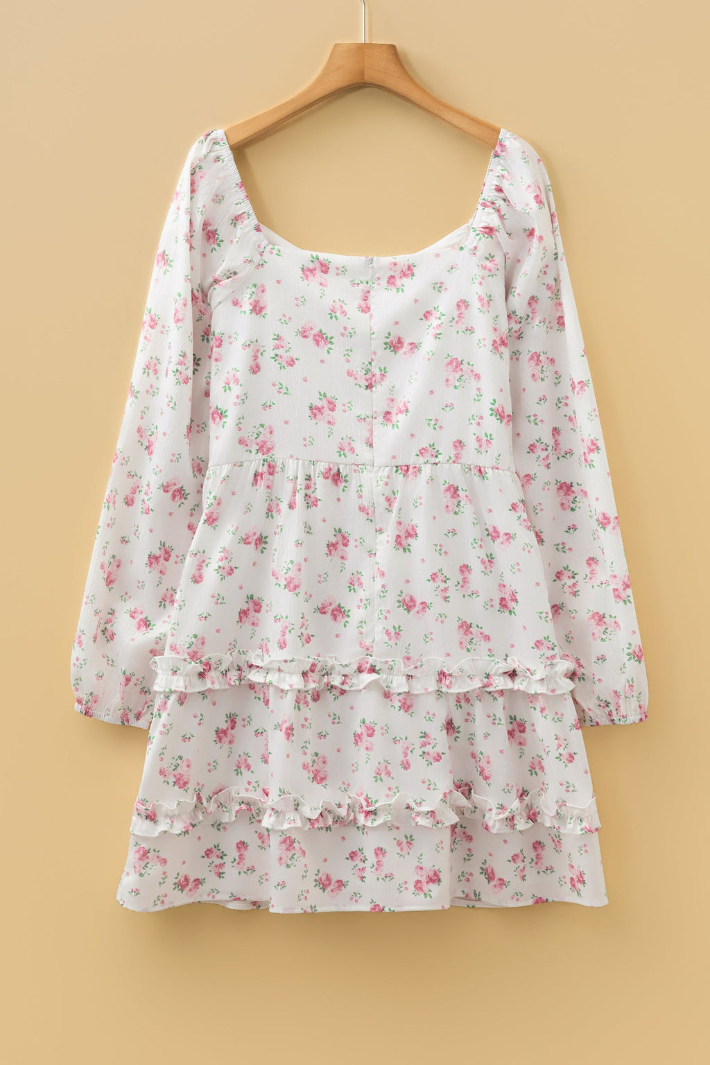 Floral Long Sleeve Ruffle Flared Mini Dress
