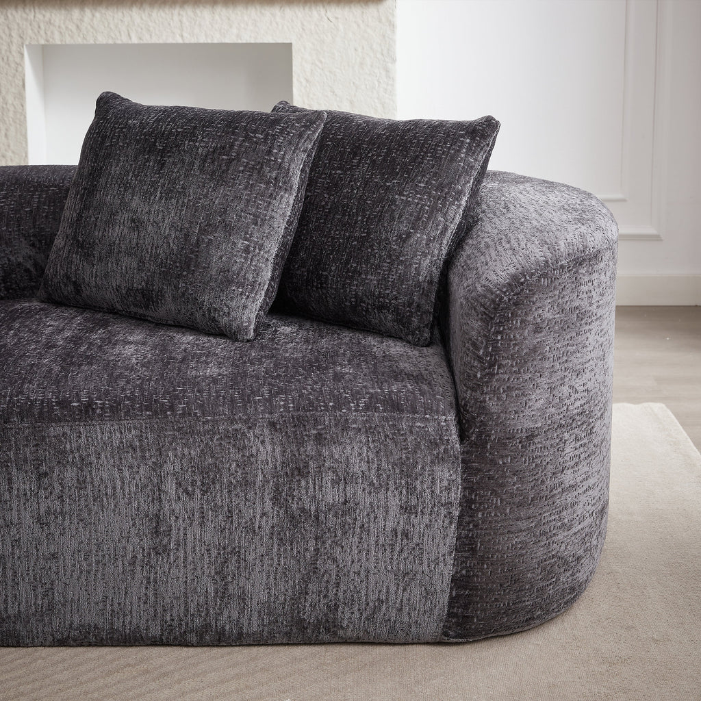 Modern Upholstered Oversized Sectional Sofa, 114-Inch Chenille 4-Seater Extra Deep & Wide Seat Curved Cloud Couch with 4 Throw Pillows, Free Combination Sofa Couch for Living Room,Bedroom