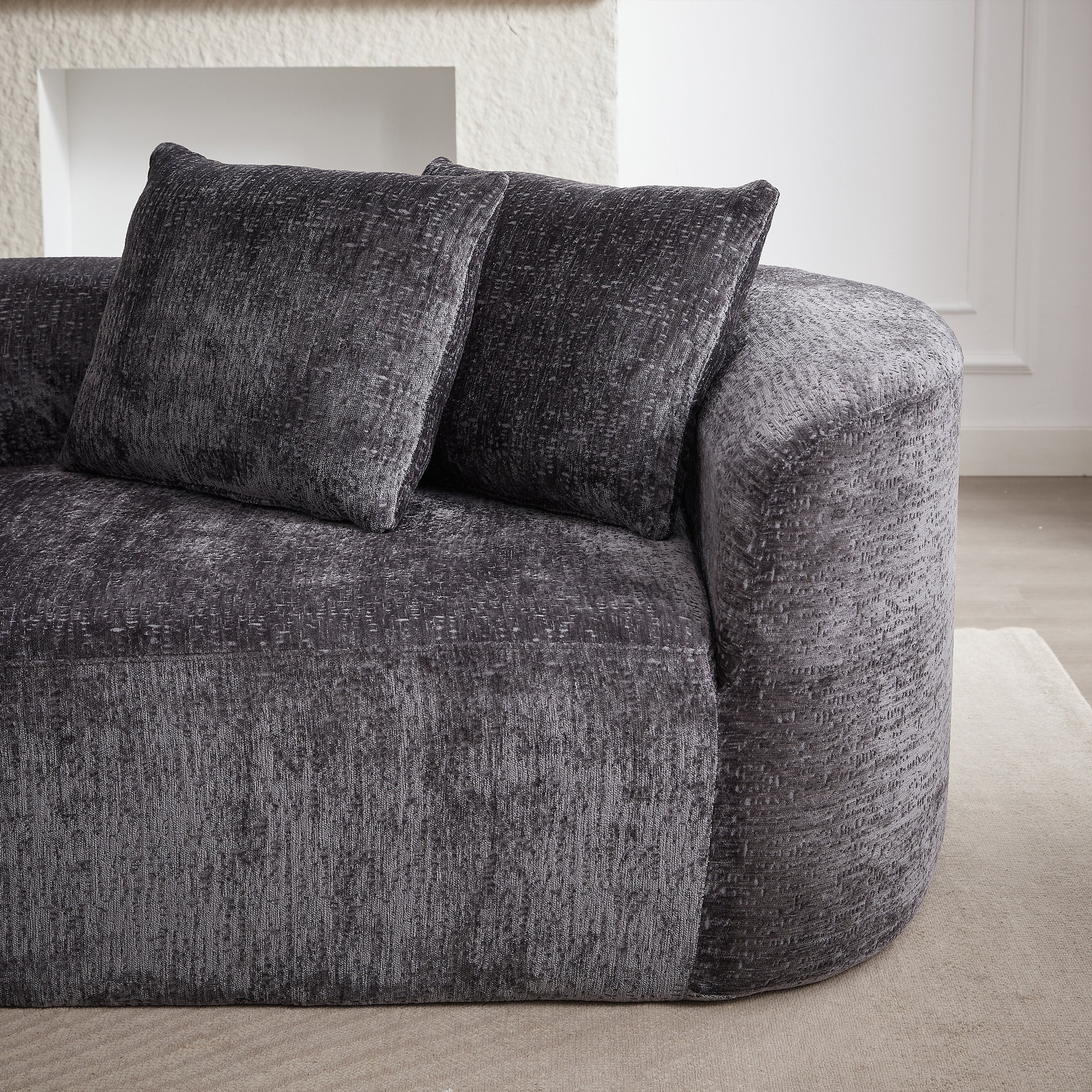 Modern Upholstered Oversized Sectional Sofa, 114-Inch Chenille 4-Seater Extra Deep & Wide Seat Curved Cloud Couch with 4 Throw Pillows, Free Combination Sofa Couch for Living Room,Bedroom