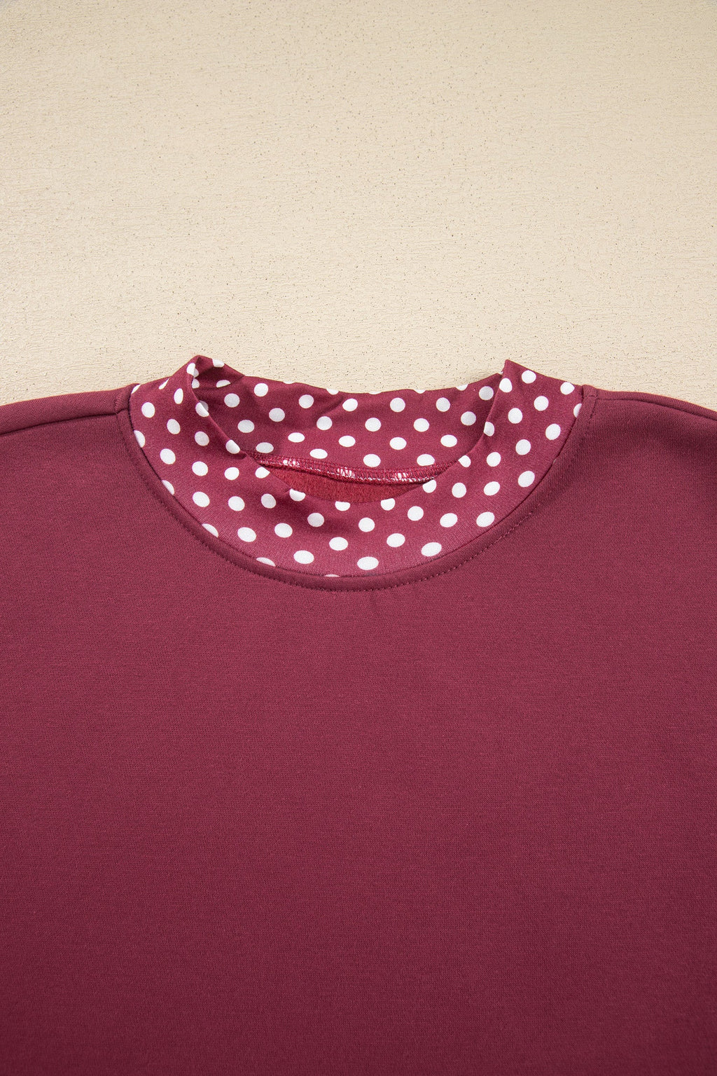 Polka Dot Contrast Trim Mock Neck Sweatshirt