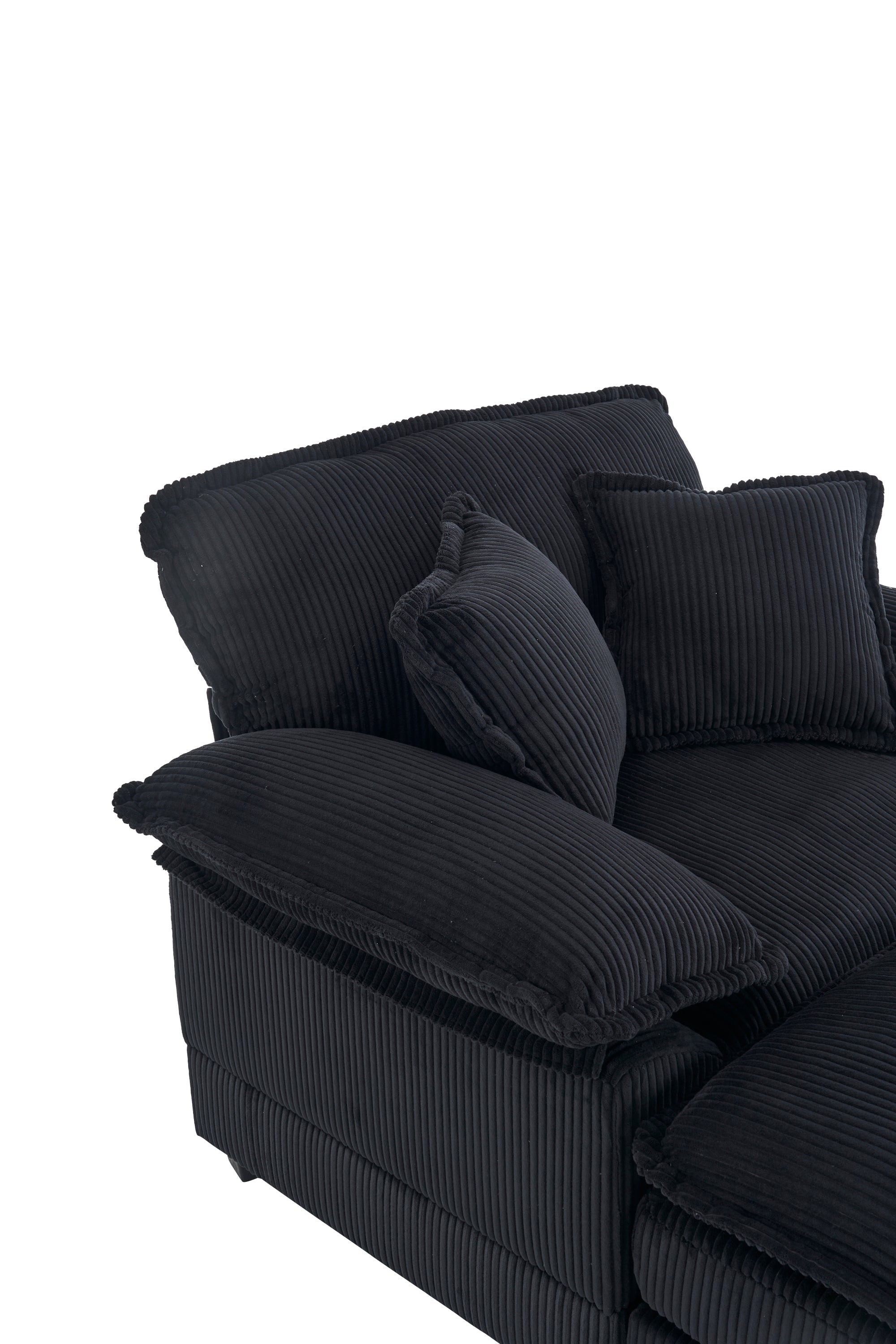 56.3 Inch Corduroy single sofa With  2 toss pillows and a ottoman ,Comfy Sofa- Deep Seat Couch for Living Room