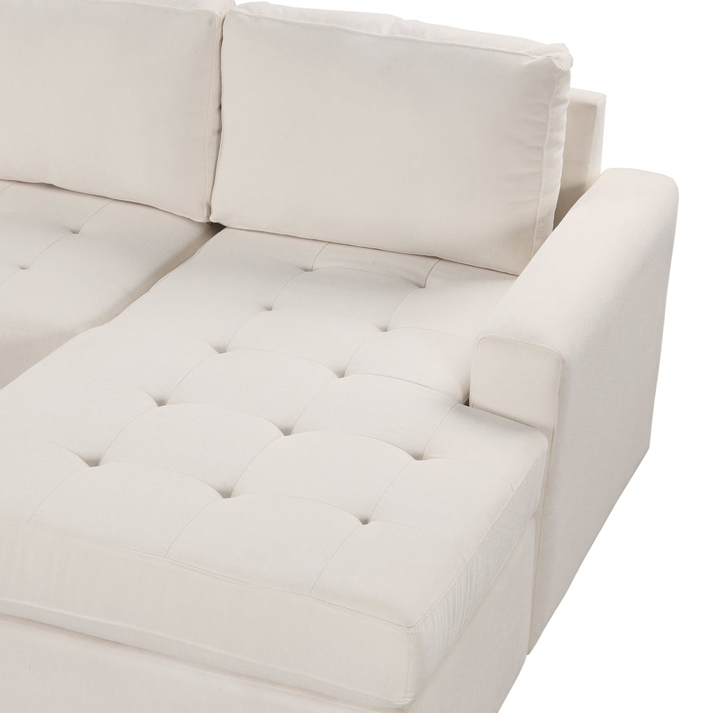 U_Style Sectional Sleeper Sofa with Pull-out Bed and Lounge Chair, USB and Type-C Interfaces, Suitable for Living Room, Office, and Spacious Spaces