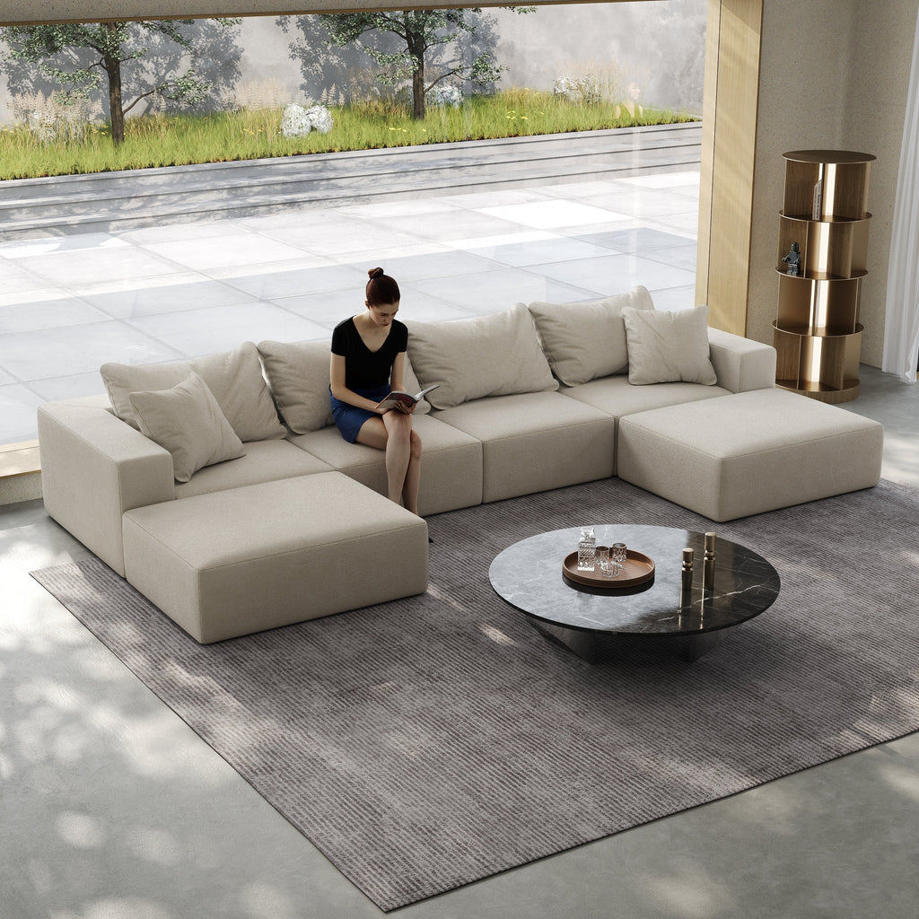 Oversized sponge cloud sofa,Modern Upholstered Sectional Sofa Couch Set,Modular 162' L Shaped Sectional Living Room Sofa Set With 6 Pillows,Free Combination Sofa Couch for Living Room,Bedroom