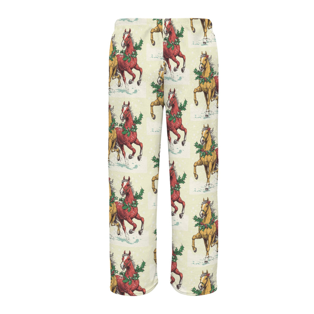 Horses at Christmas Men's Flannel Pajama Trousers (Made in the USA)