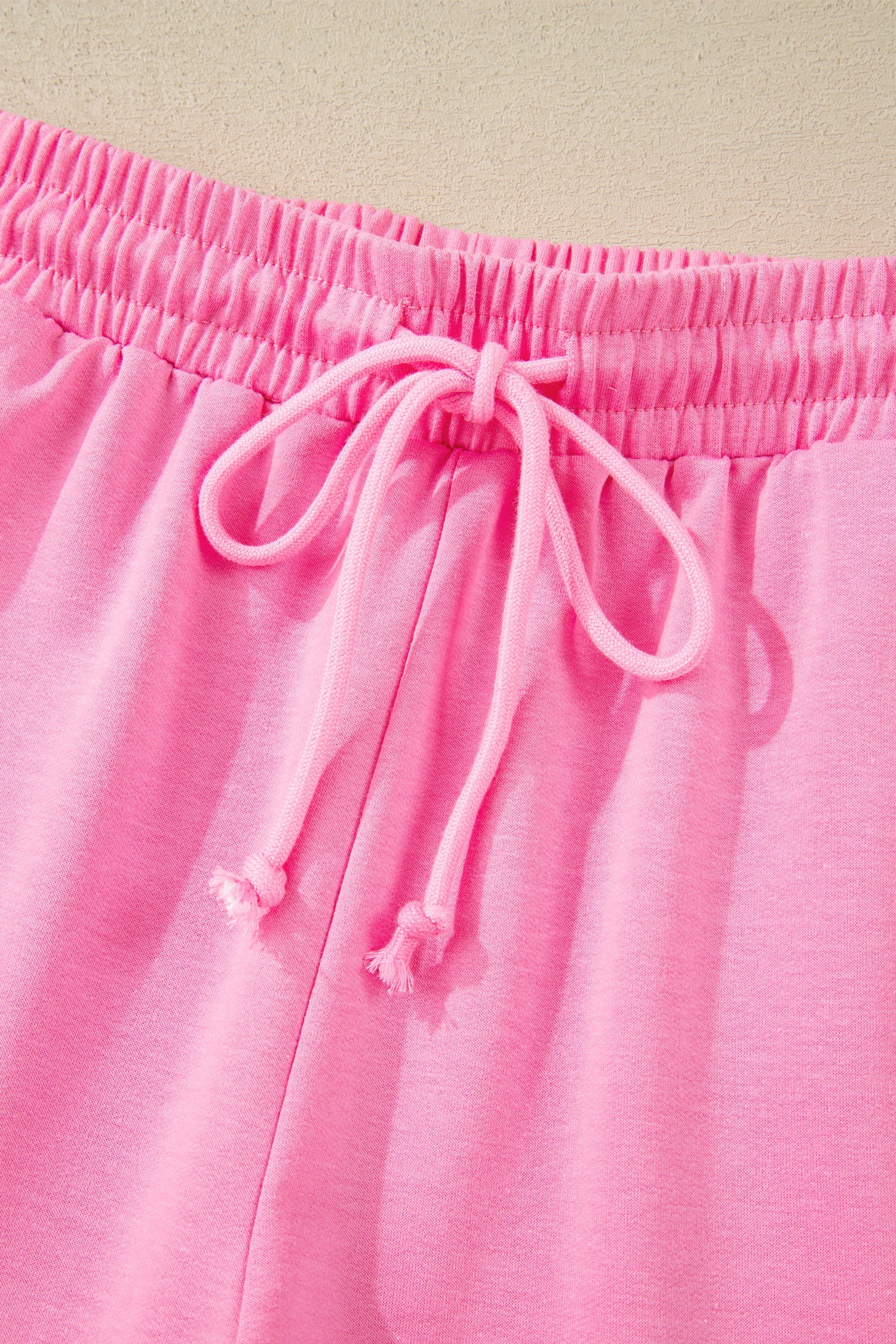 Solid Collared V-Neck Tee & Drawstring Shorts Set
